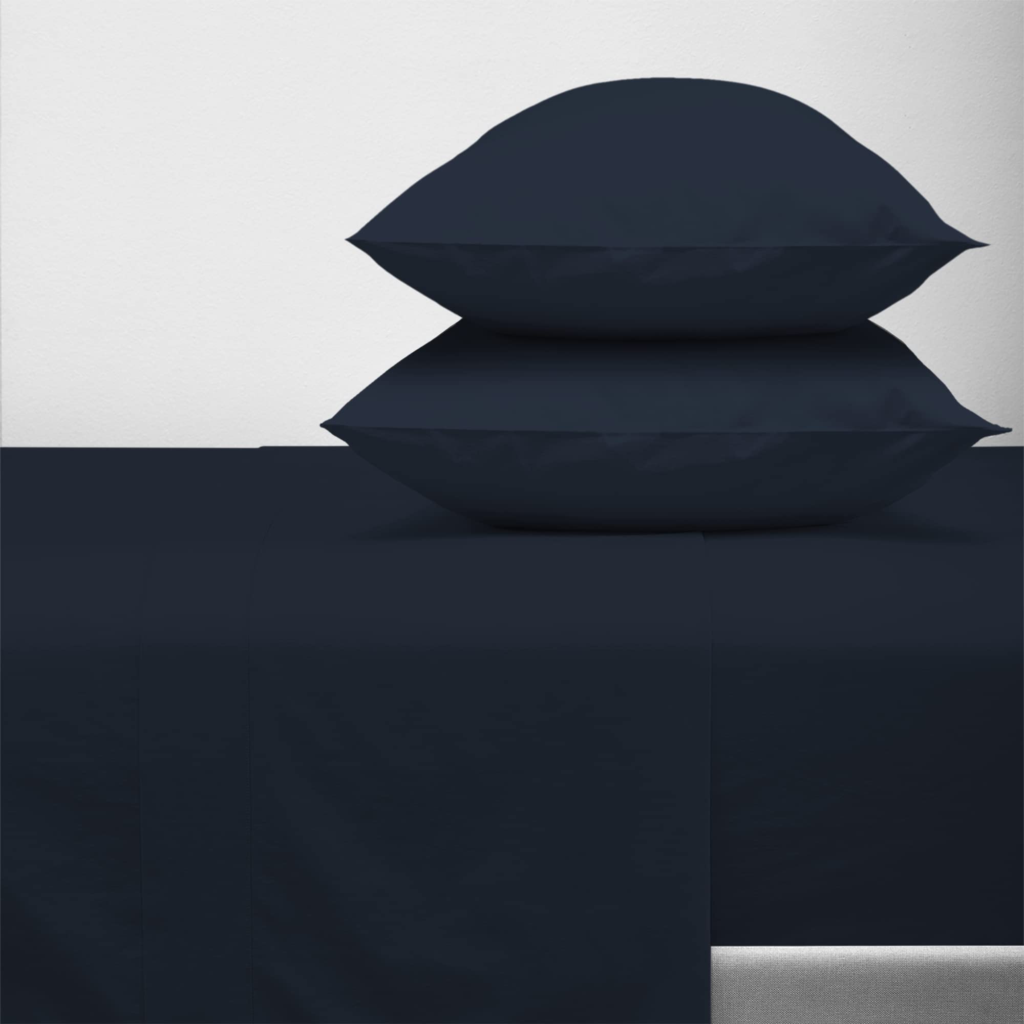 Urbanhut 400 Thread Count 100% Cotton King Size Sheet Set (Navy Blue, 4-Piece) - Luxury Sateen Bedding with 15