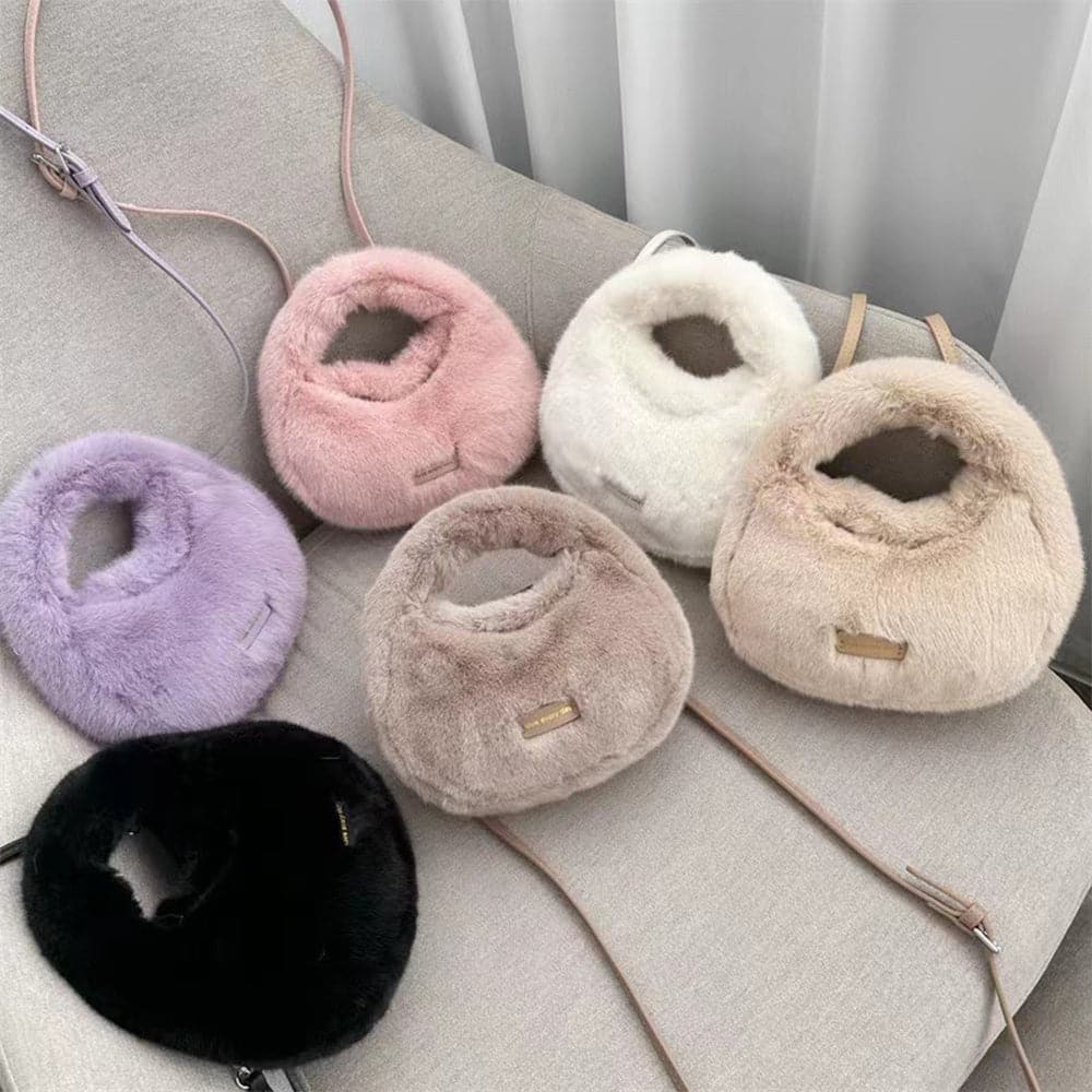 AG Collective Soft Fashionable Fluffy Shoulder Bag for Women - Stylish Crossbody Purse for Everyday Use, Work, and Casual Outings