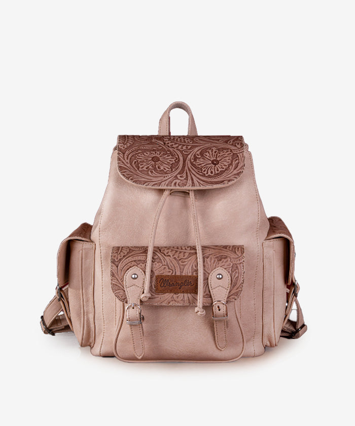 Wrangler Floral Tooled Concealed Carry Backpack for Women & Men - Tactical EDC Hiking Daypack with Hidden Gun Pocket - Perfect for Outdoor Adventures, Travel & Everyday Use