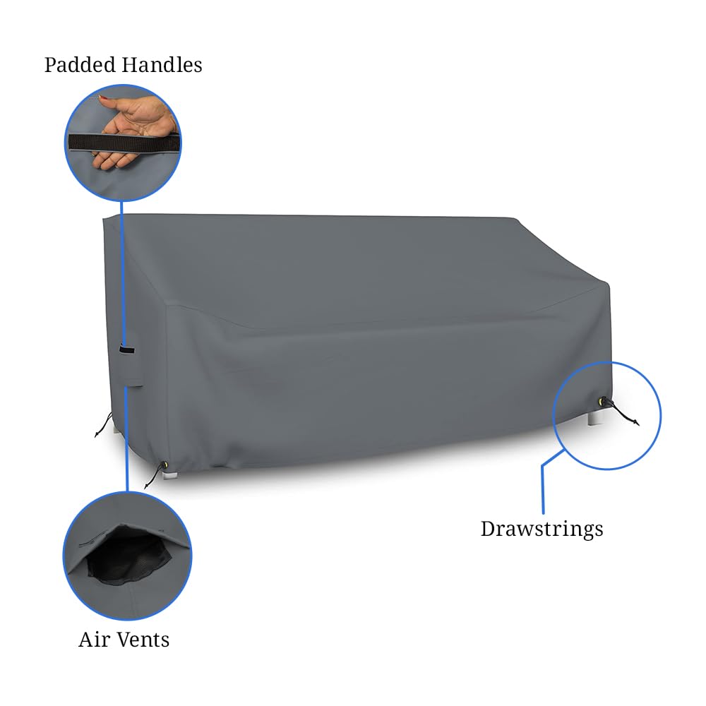Waterproof UV Resistant Outdoor Loveseat Sofa Cover - 12 Oz Heavy Duty Patio Furniture Bench Cover with Air Vents & Drawstrings (62