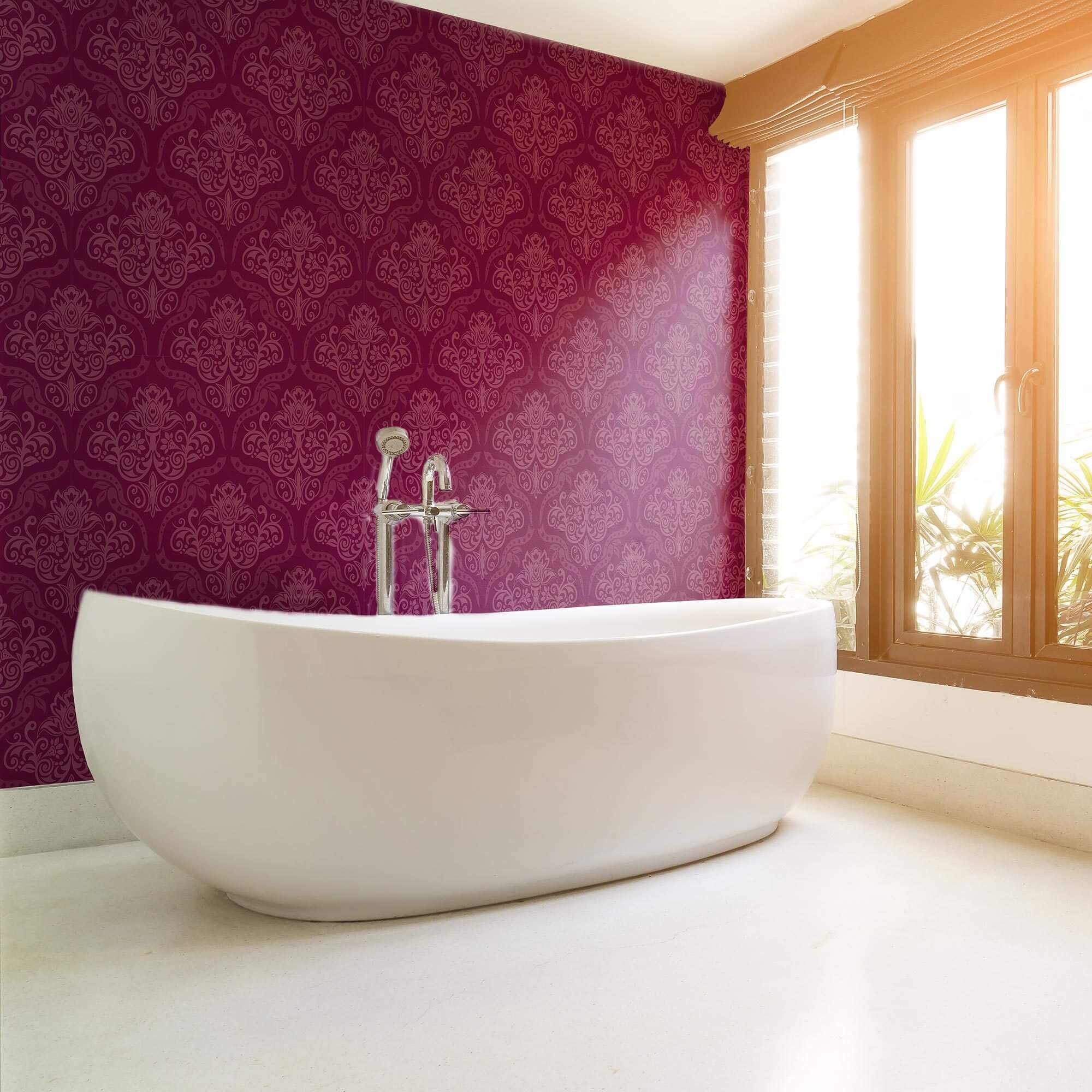 Purple Damask Peel and Stick Removable Wallpaper - Self-Adhesive Decorative Wall Covering for Bedroom, Living Room & Home Office Decor