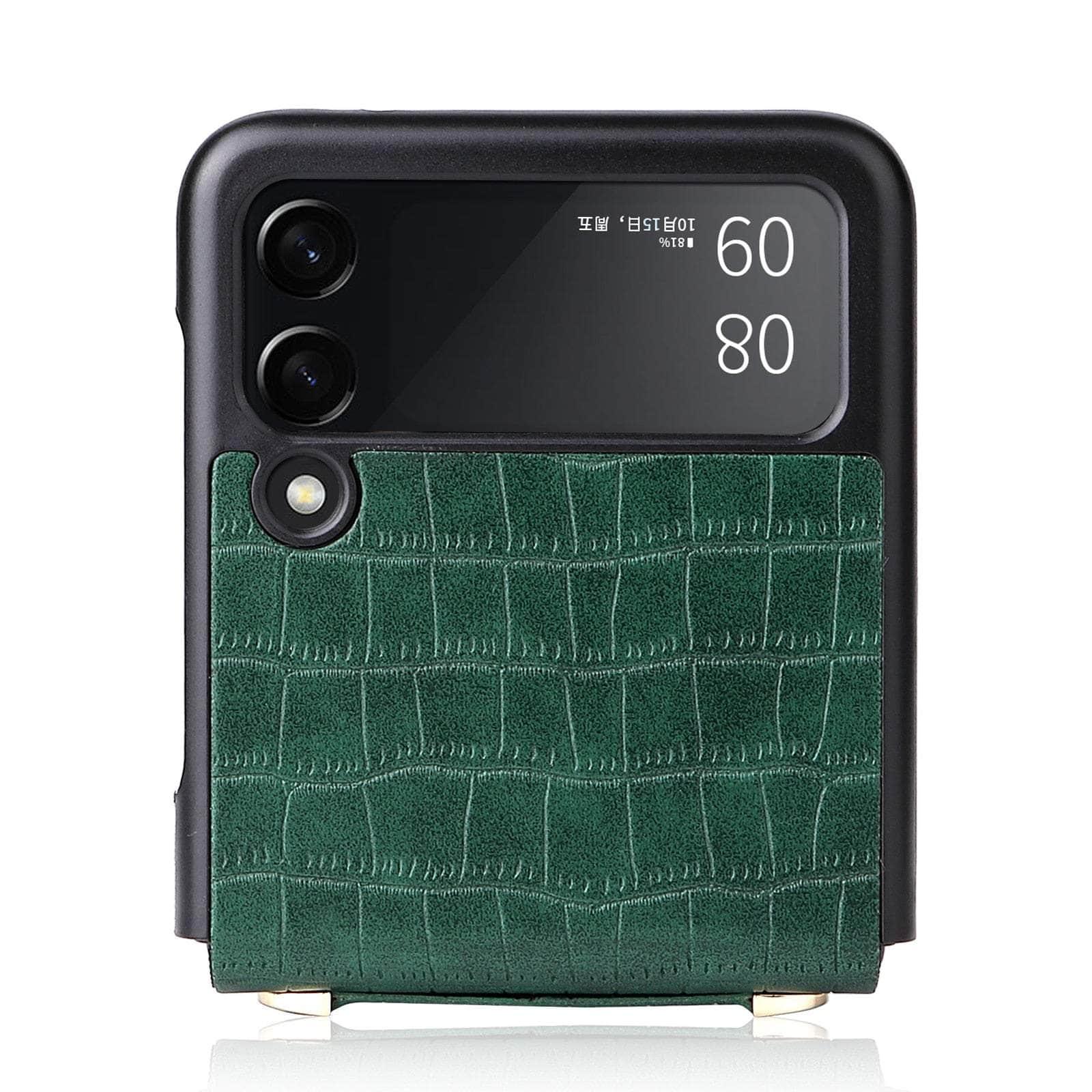 Samsung Galaxy Z Flip 4 Leather Hand Strap Phone Case - Protective Cover with Secure Grip for Everyday Use & Travel