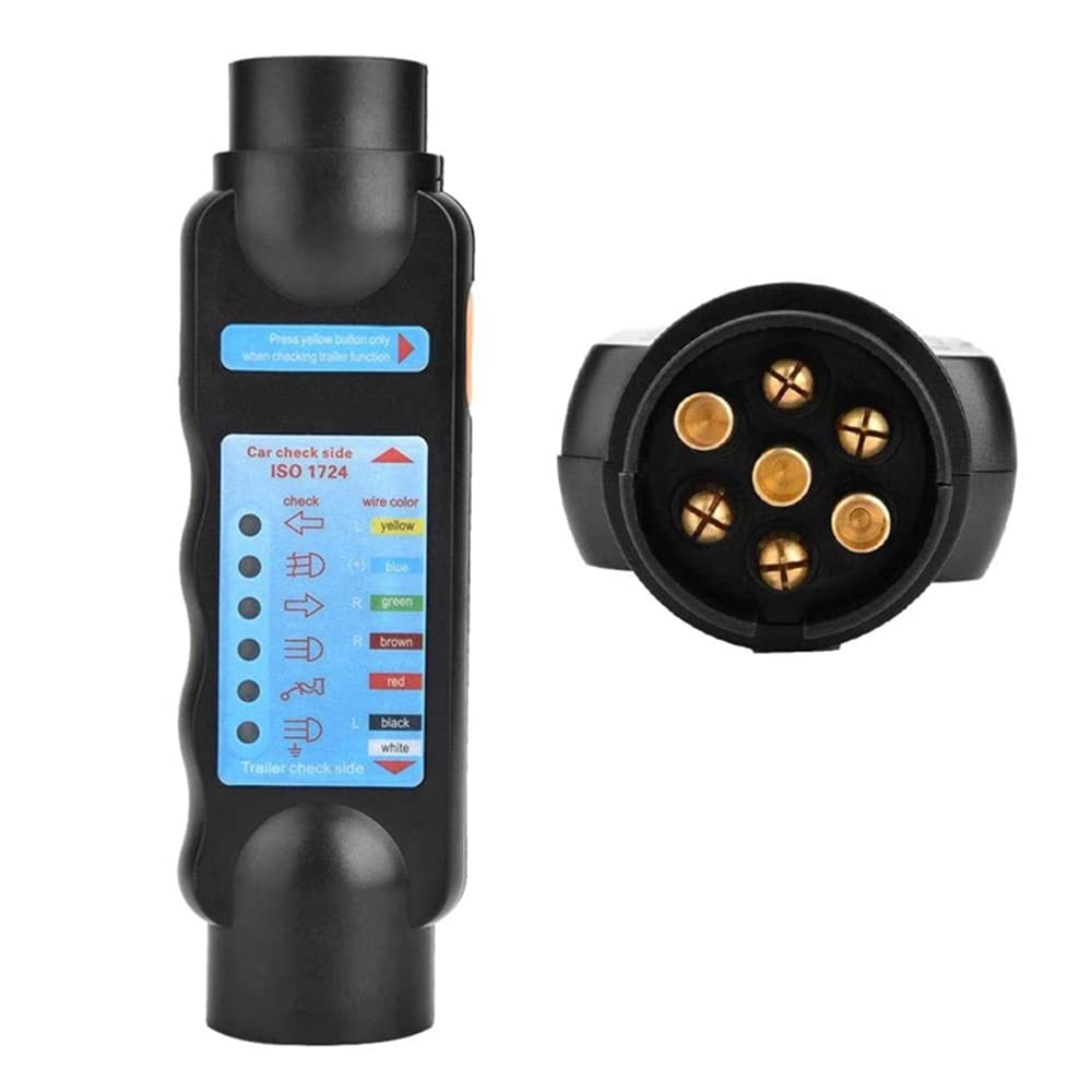 7 Pin Trailer Tester - 12V Trailer Plug Socket Diagnostic Tool for Car, RV & Truck - Circuit Tester for Wiring Connection Testing - Perfect for Roadside Repairs & Trailer Maintenance