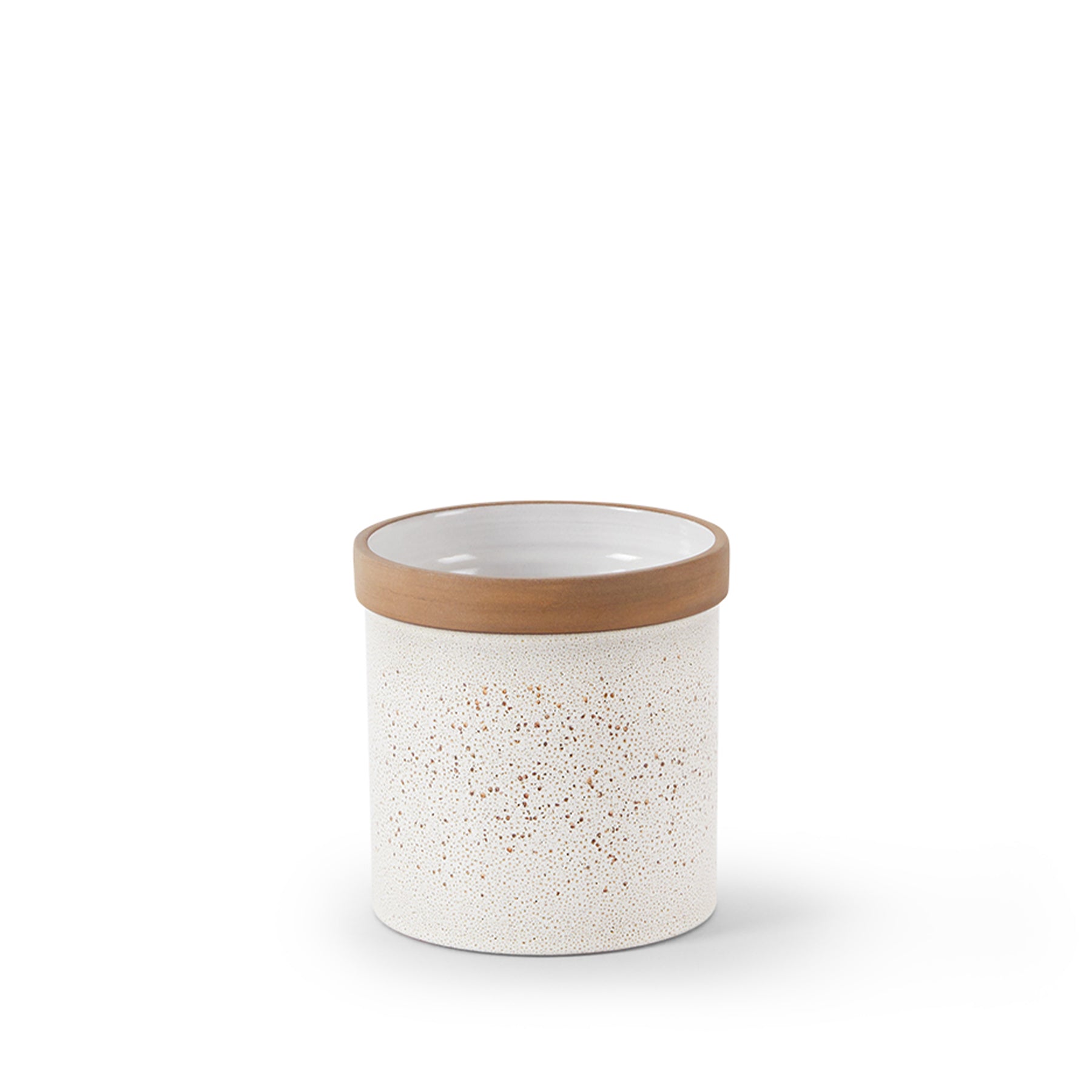 White and Brown Ceramic Utensil Crock Holder - Kitchen Countertop Organizer for Spoons, Forks, and Cooking Tools | Perfect for Home, Restaurant, and Office Use