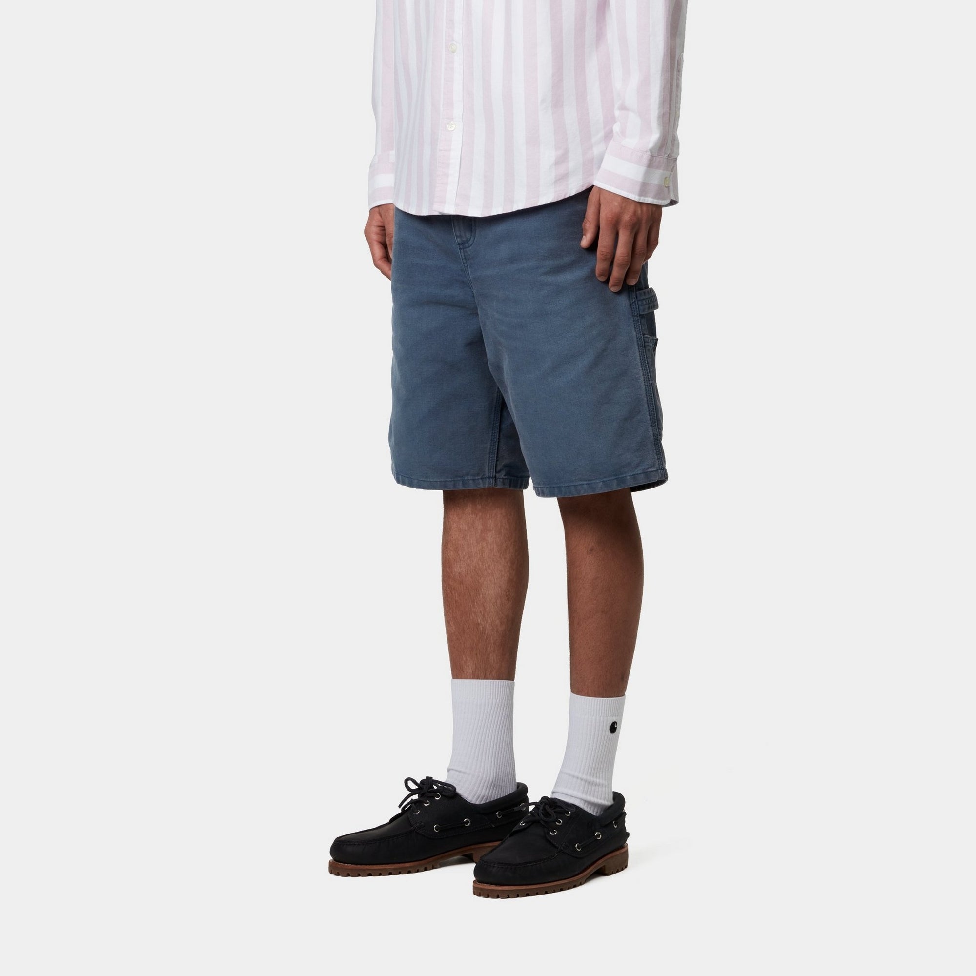 Single Knee Shorts in Stone Canvas Fabric | Dusky Blue Color | Perfect for Yoga, Running & Casual Wear
