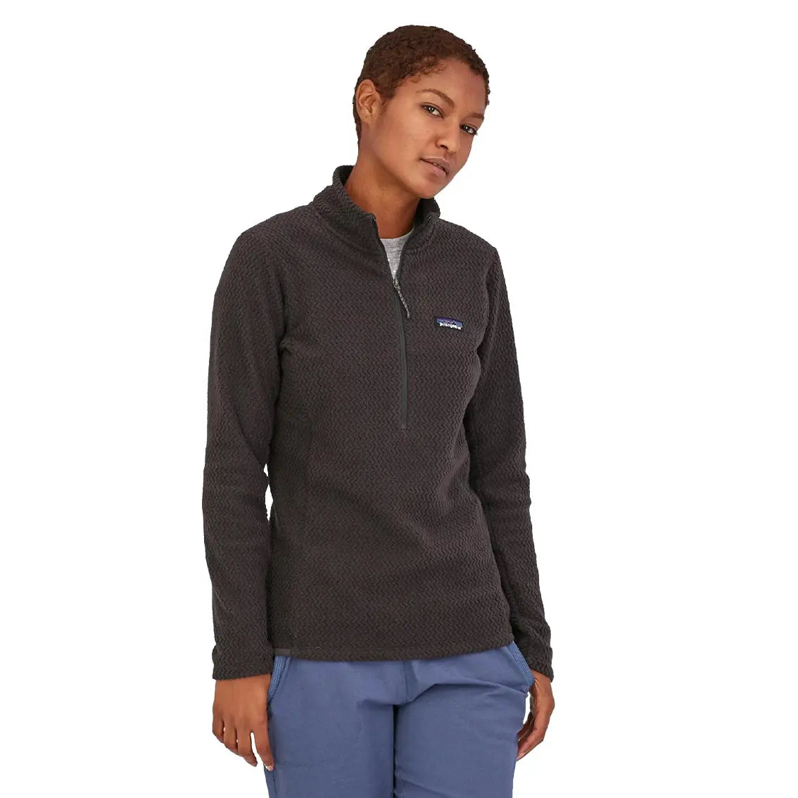 **Patagonia Women's R1 Air Zip Neck Fleece Jacket - Black | Lightweight & Breathable for Hiking, Camping & Outdoor Adventures**