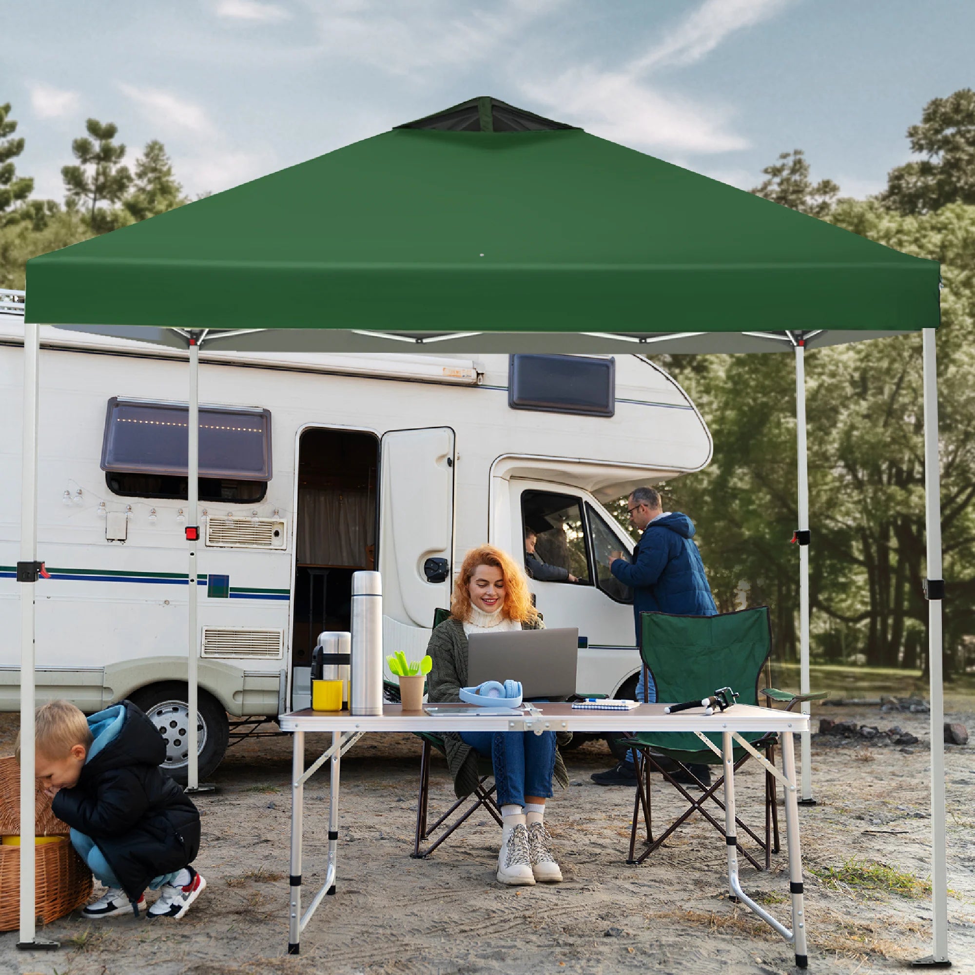 PHI VILLA 10'x10' Pop Up Canopy Tent - 3 Adjustable Heights, Portable Instant Shelter with Carry Bag - Perfect for Outdoor Events, Camping, Picnics, and Beach Parties