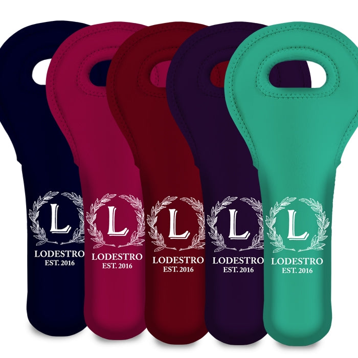 Personalized Monogram Wine Tote Bag - Custom Name & Multiple Color Options for Picnics, Parties & Gifts