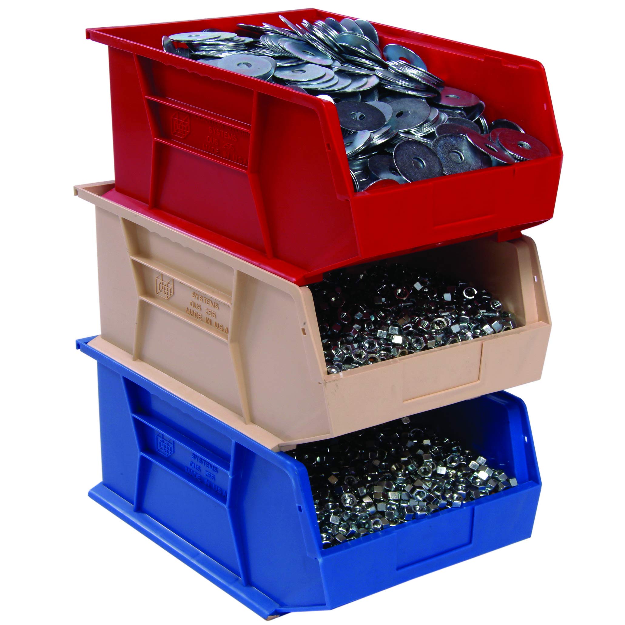 Aviditi 12-Pack Red Plastic Stackable & Hangable Storage Bins - 14.75