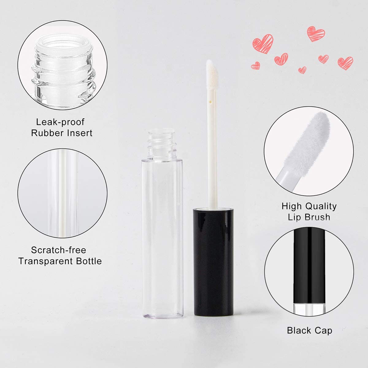 Refillable 10ml Empty Lip Gloss Tubes - Unbreakable Plastic Travel Lip Gloss Containers for Girls (Pack of 2) | DIY Lip Care & Cosmetic Bottles | Perfect for Makeup Kits, Travel Essentials & Beauty Storage