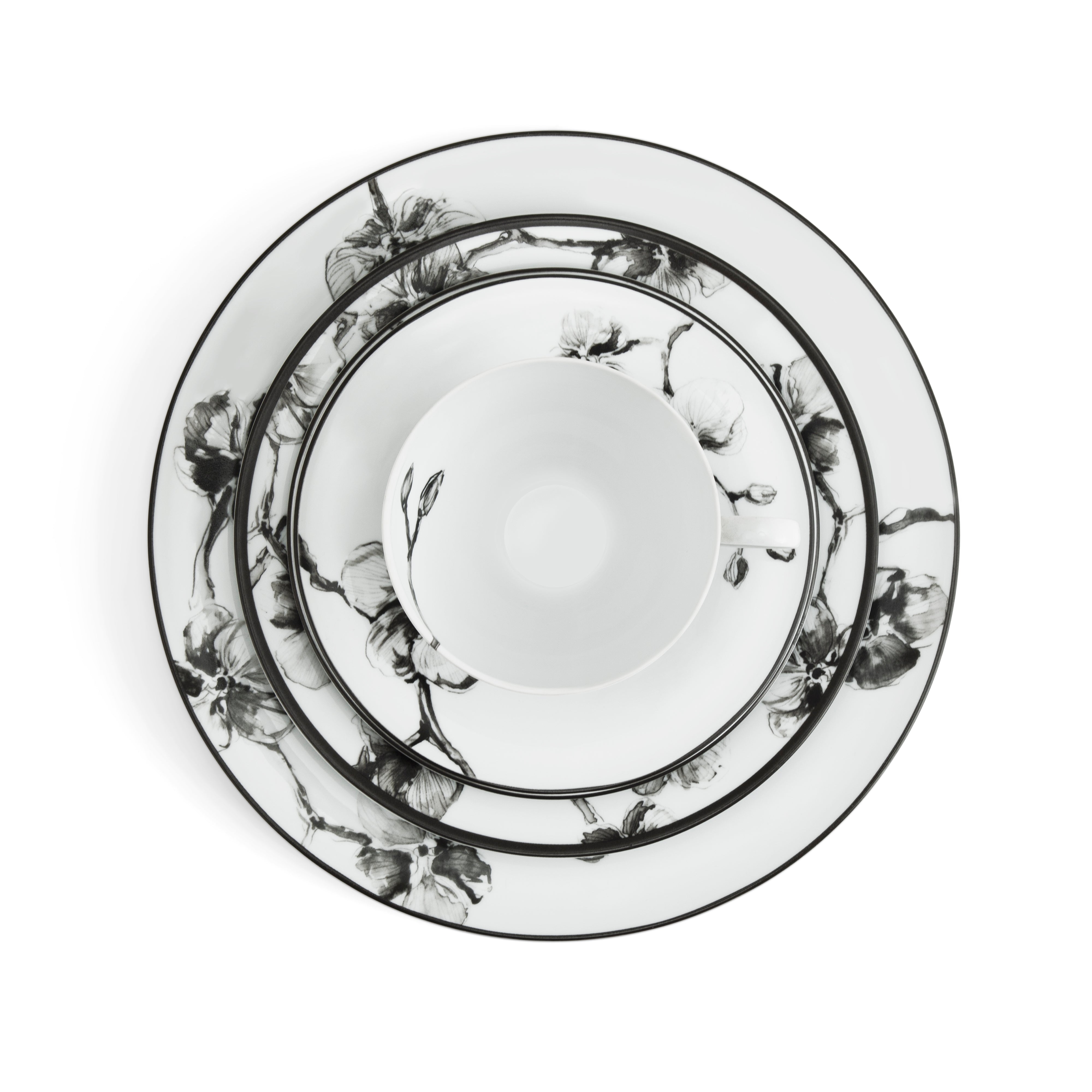 Premium Black Orchid Porcelain Dinnerware Set - Elegant 16-Piece Tableware for Fine Dining, Parties & Special Occasions