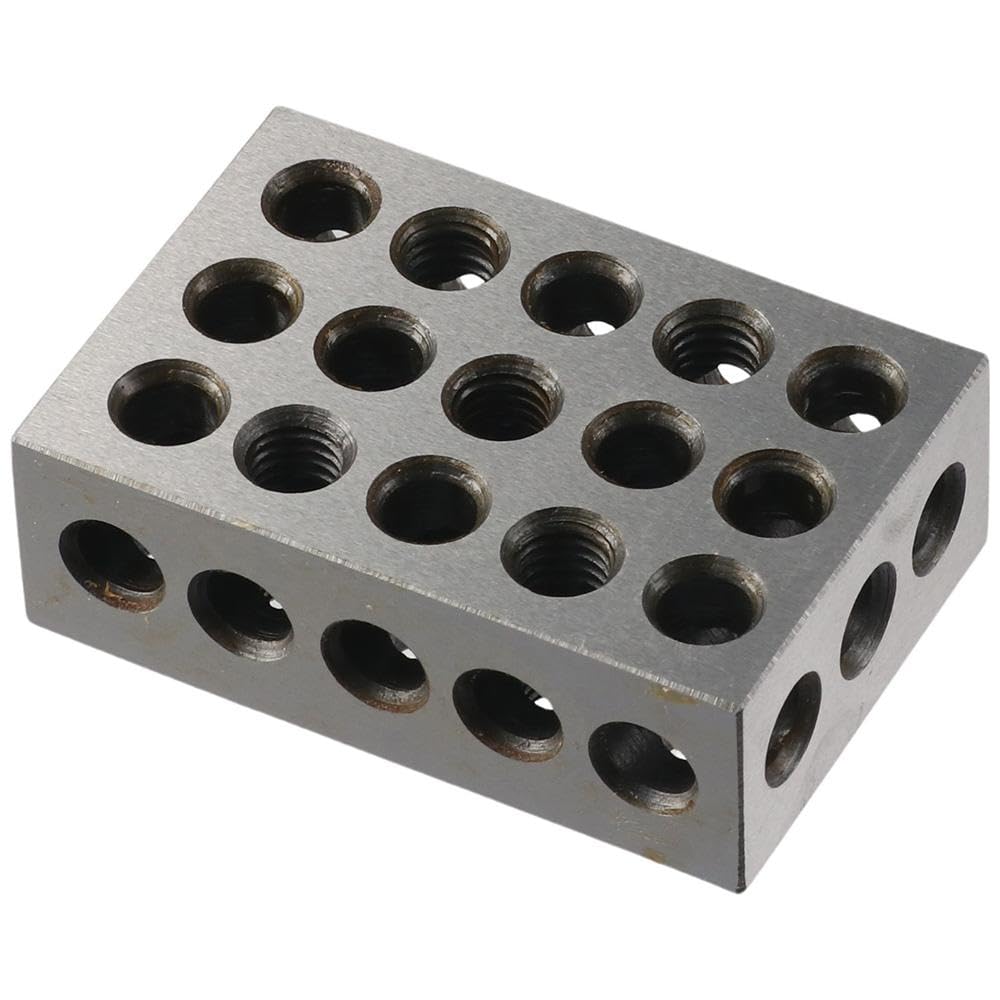 Ultra Precision 1x2x3 Inch Steel Matched Pair Blocks - 23 Holes Machinist Milling Blocks for CNC & Manual Milling Machines - High Quality Silver Finish for Accurate Machining & Tool Setup