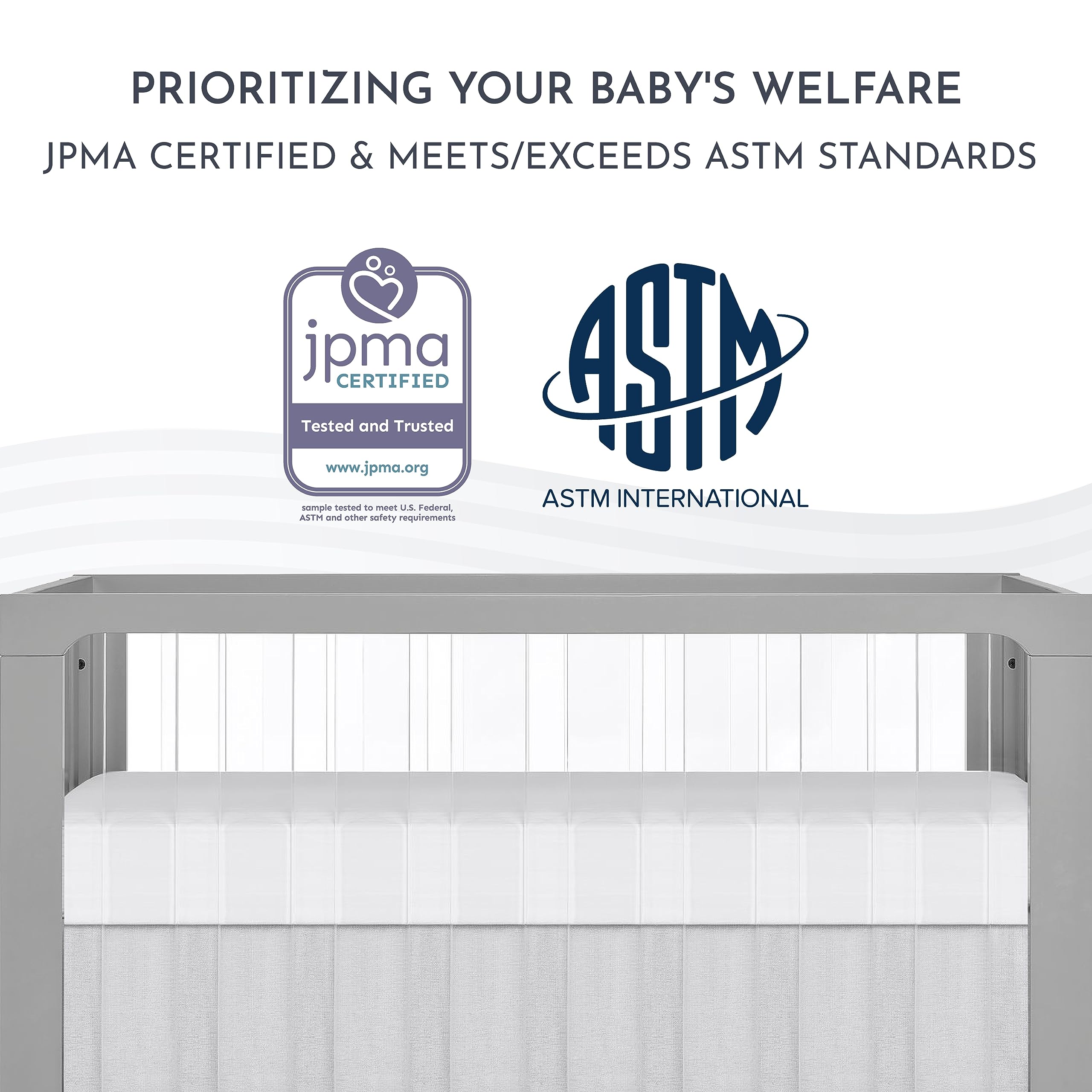 Evolur Acrylic Millennium 4-in-1 Convertible Baby Crib - Modern Full Size Nursery Bed Converts to Toddler Bed & Daybed - Adjustable Mattress Support with Acrylic Slats in Pebble Grey - Perfect for Nursery, Bedroom & Daycare Use
