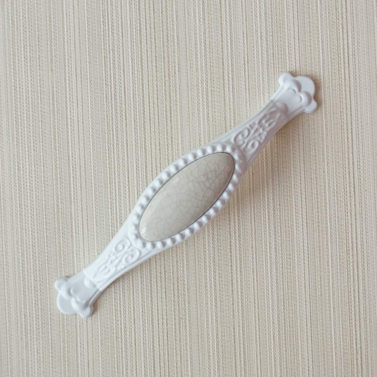 Ceramic White Crackle Dresser Drawer Pulls - 3.75
