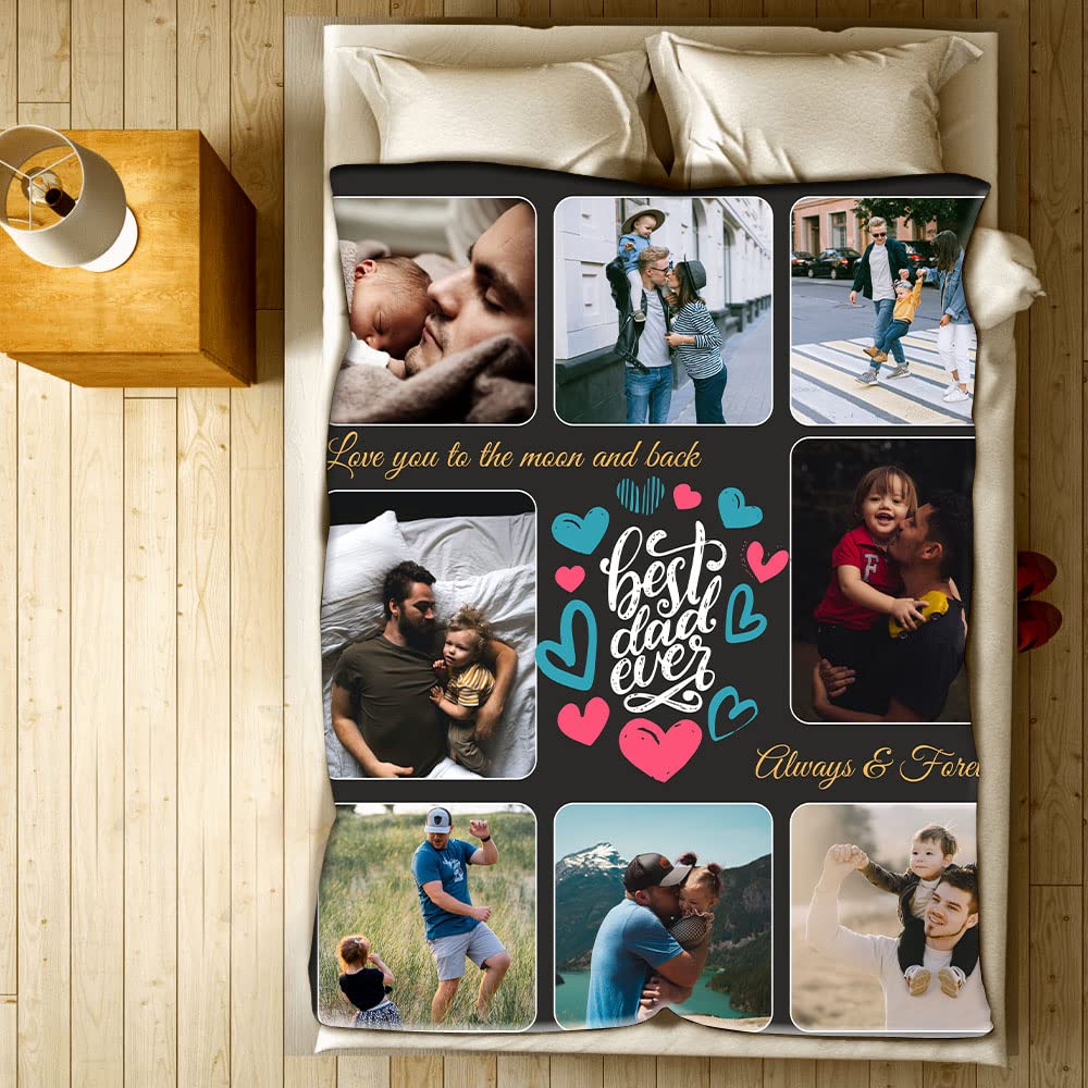 Personalized Fleece Photo Blanket for Dad - Custom Dad Gift with Picture, 50