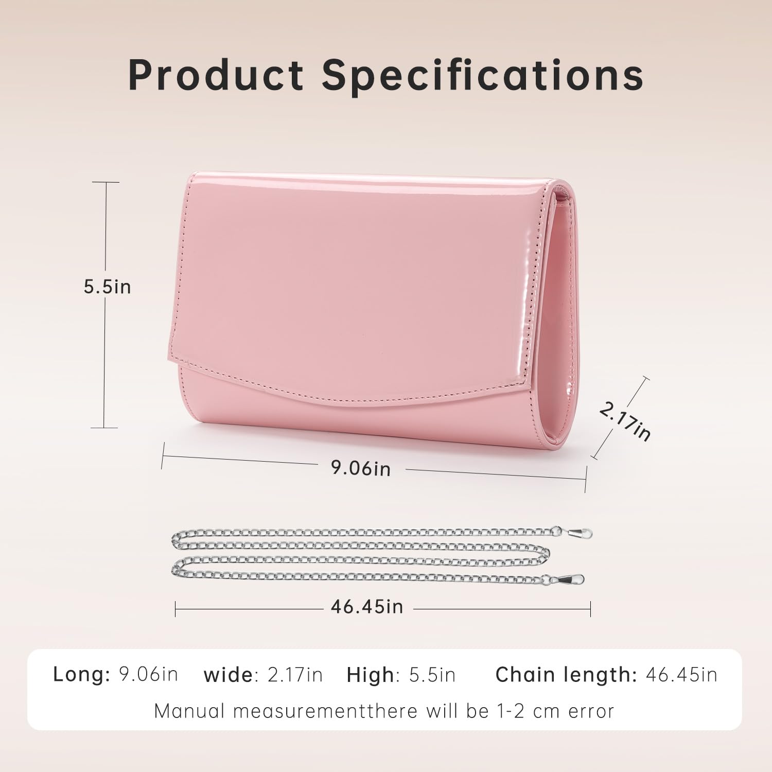 WALLYN'S Women's Patent Leather Wallet - Fashion Clutch Purse for Evening & Party - Solid Color Handbag for Women - Perfect for Date Night, Wedding & Special Occasions