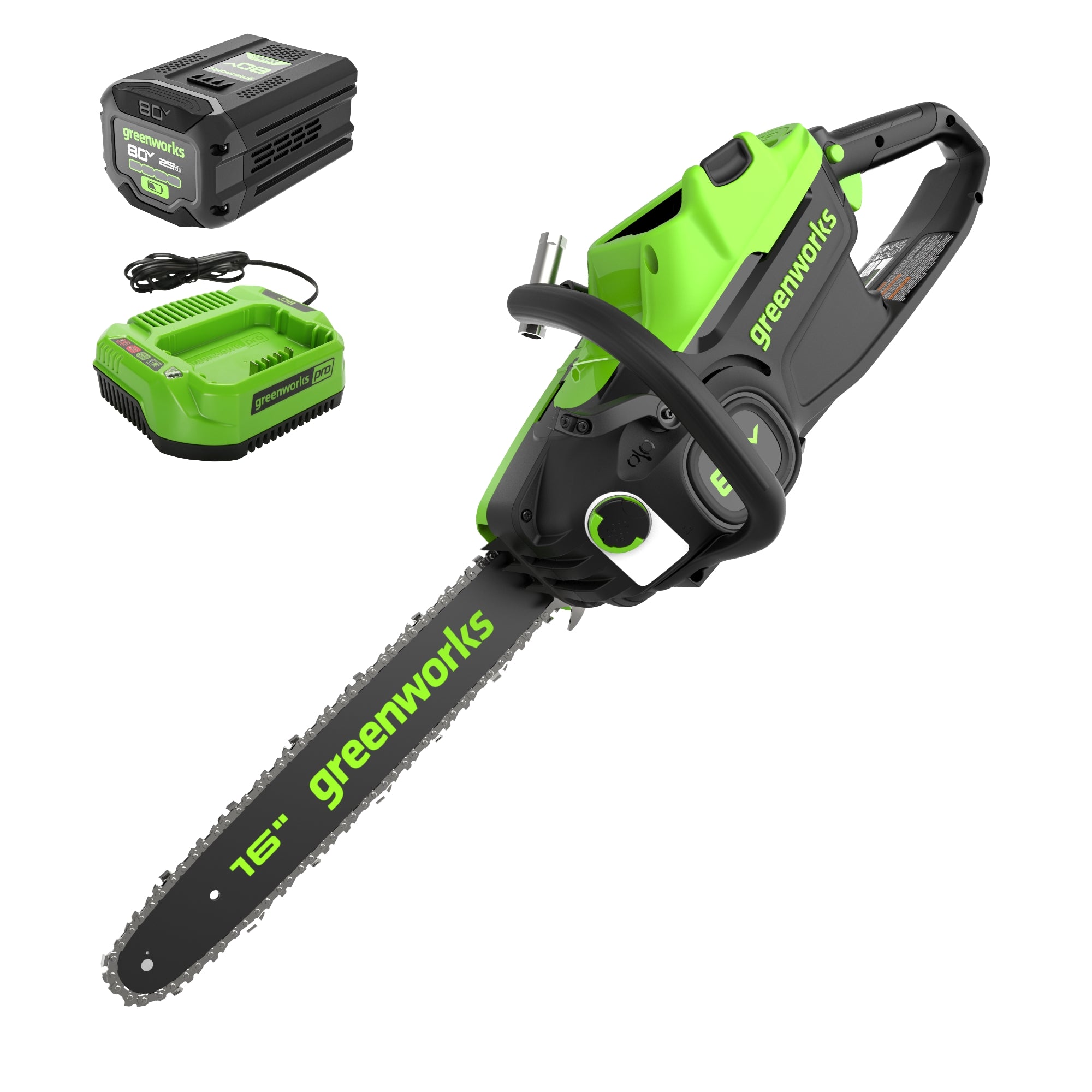 80V 16-Inch 2.0kW Cordless Battery Chainsaw with 2.5Ah Battery & 2A Fast Charger - Powerful Electric Chainsaw for Tree Cutting, Wood Chopping, and Yard Maintenance