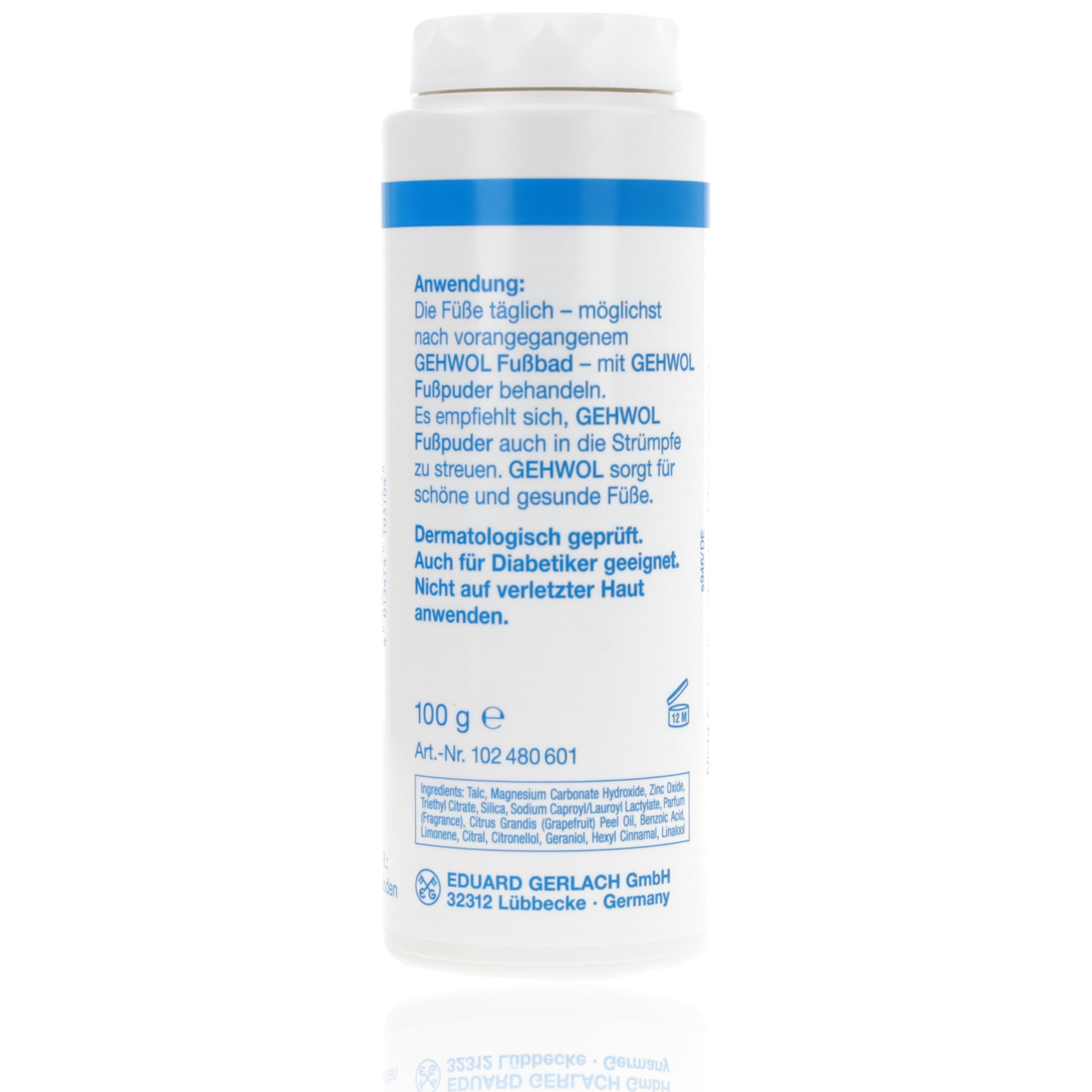 Gehwol Foot Powder for Sweaty Feet & Odor Control - 100g | Medicated Talc-Free Foot Care for Athletes & Daily Use - Ideal for Gym, Hiking & Work Boots