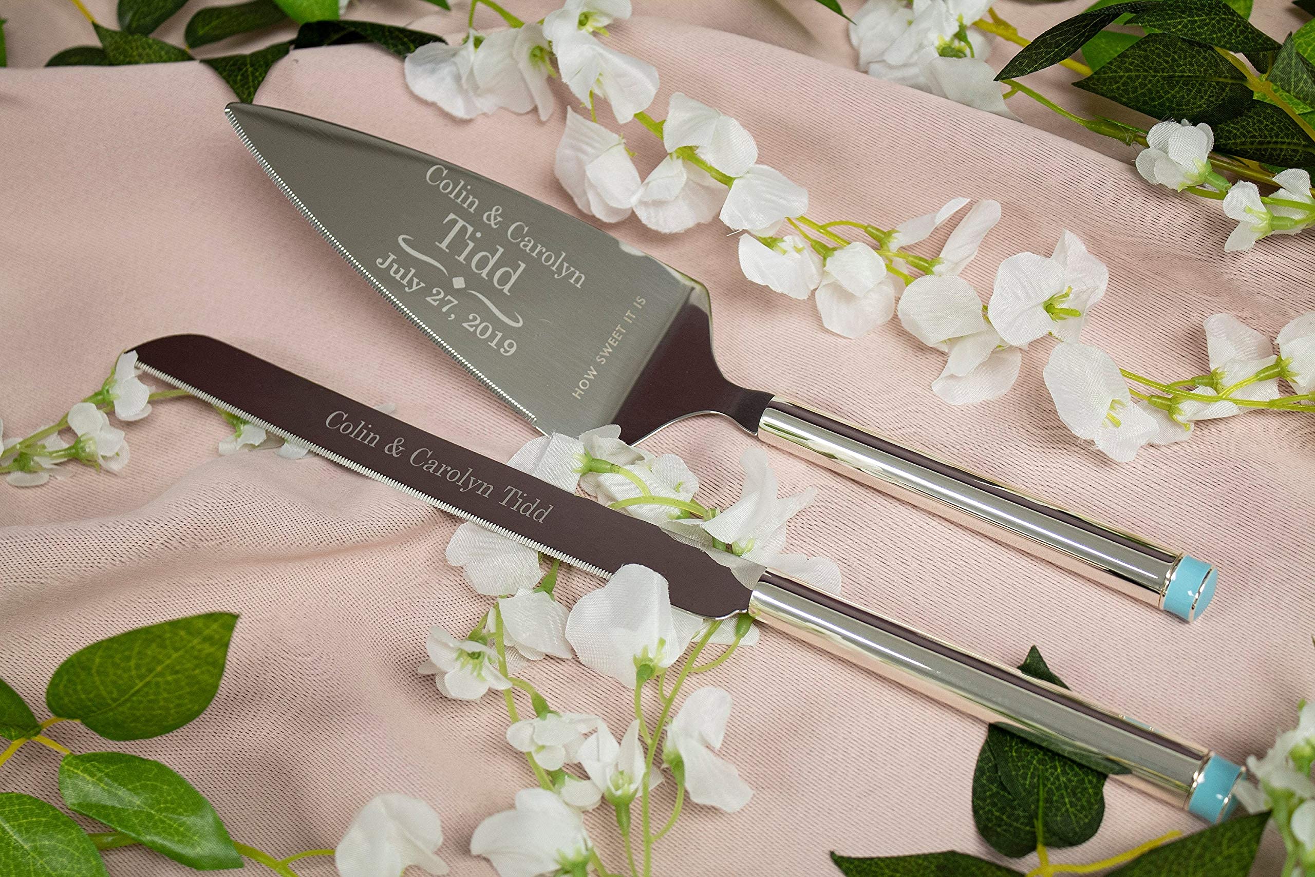 Kate Spade Bridal Take the Cake Personalized Wedding Cake Knife and Server Set - Custom Engraved Cake Cutting Gift for Bride & Groom - Perfect for Wedding, Anniversary & Bridal Shower Celebrations