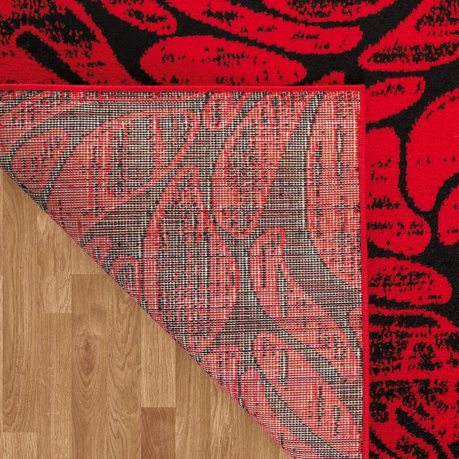 Antep Floral Abstract Area Rug 8x10 - Red & Black Indoor Carpet for Living Room, Bedroom, Dining Room - Soft & Durable Home Decor (7'10