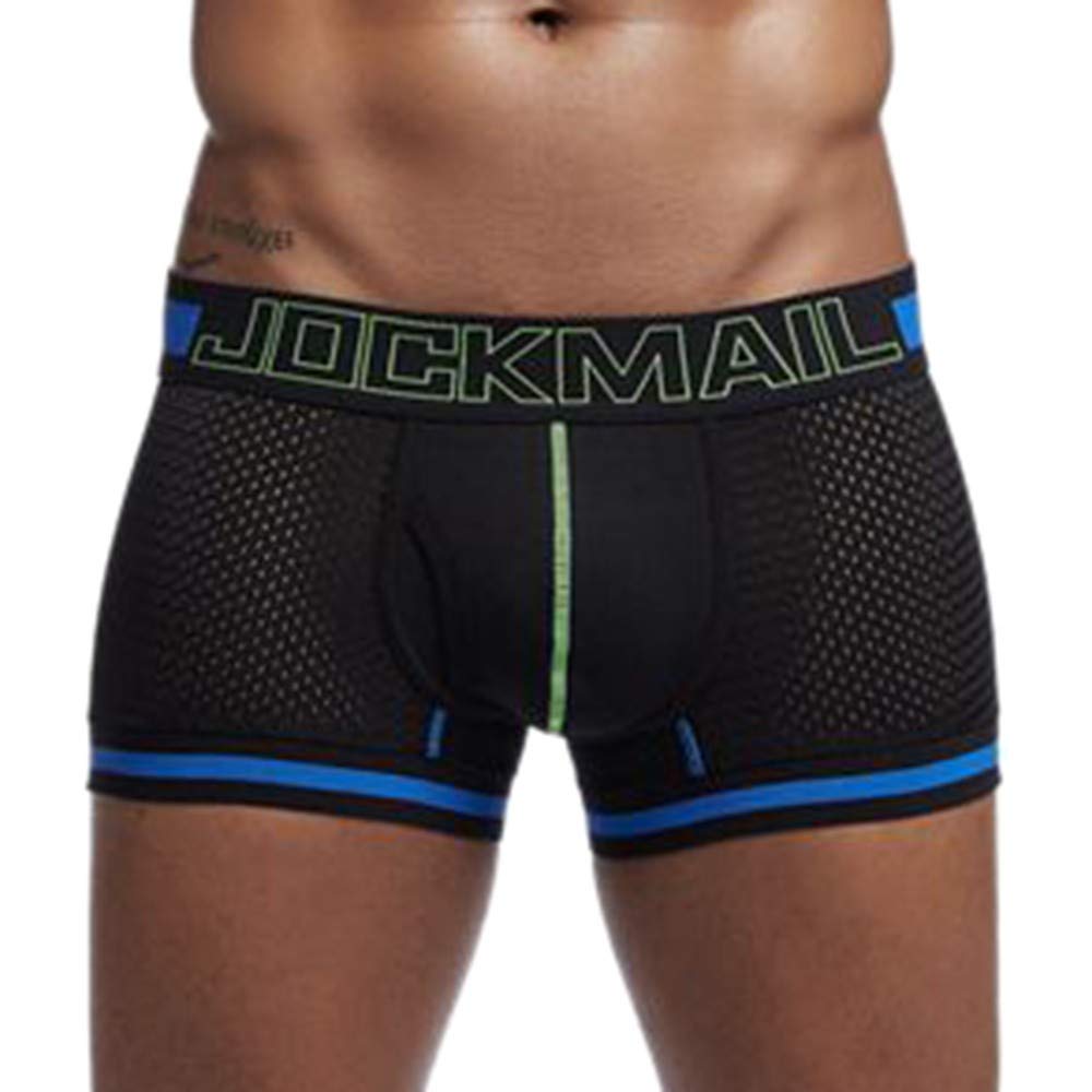 Breathable Men's Soft Mesh Boxer Underwear - Comfortable Spandex Splicing Pants for Daily Wear, Workout & Sleep