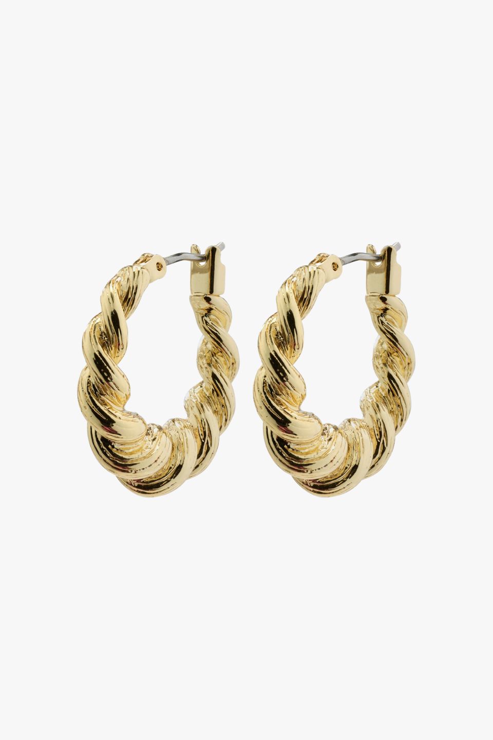 Eileen Gold Twirl Hoop Earrings - 14K Gold Plated Dangle Earrings for Women, Elegant Everyday Jewelry Gift | Perfect for Parties, Weddings & Office Wear