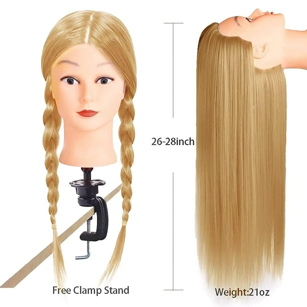 9JOY 30 Inch Shoulder Hair Dummy for Hair Styling Practice - Brown Synthetic Hair Mannequin Head for Cutting, Coloring & Styling Training - Perfect for Salon Students & Beginners