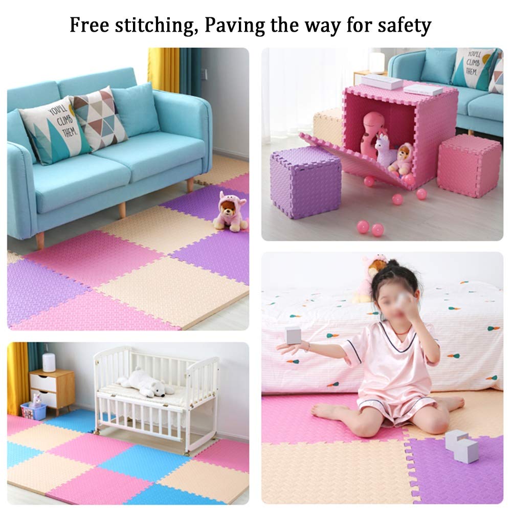Non-Toxic EVA Foam Puzzle Play Mat for Kids - 12-Piece Interlocking Floor Tiles (60x60x1.2cm) - Soft, Safe & Easy to Clean - 4 Color Options - Perfect for Nursery, Playroom & Daycare Activities