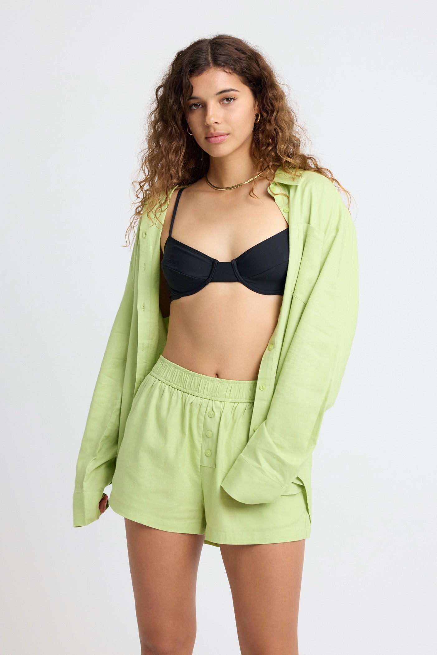 Premium Marlo Linen Boxer Shorts for Men - Breathable & Comfortable Lime Green Underwear - Perfect for Summer, Lounge & Travel