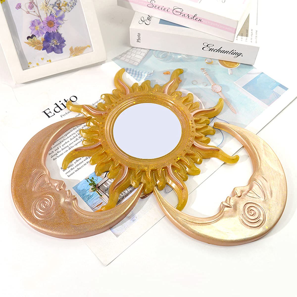 Sun and Moon Silicone Molds for Epoxy Resin | Crescent & Sunburst Mirror Resin Molds | DIY Art Crafts & Home Decor | Perfect for Wall Art, Jewelry Making, and Gift Projects