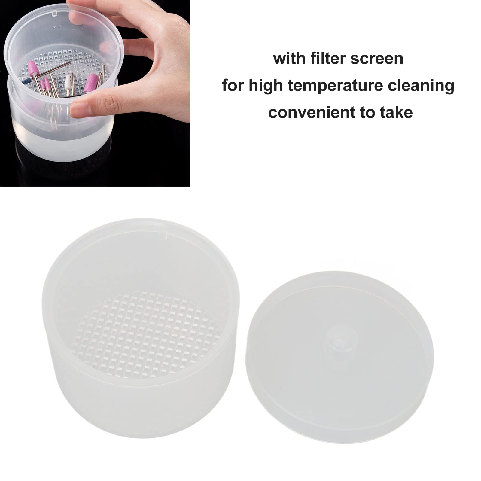 Plastic Cleaning Soak Sterilizer Box with Strainer - Storage Case Organizer for Makeup Brushes & Nail Art Tools | Durable, Anti-Fall Design | Perfect for Salon, Home & Travel Use