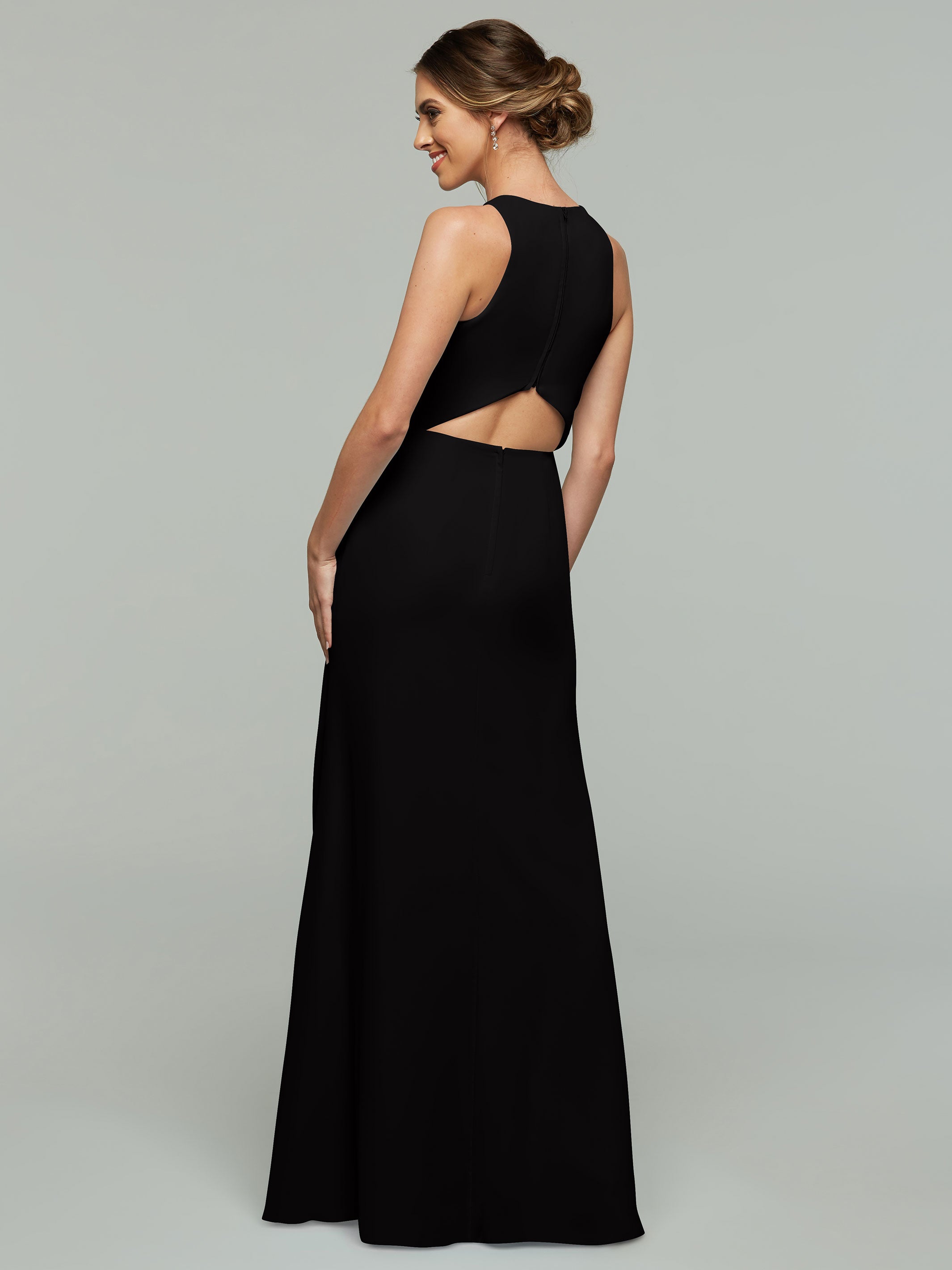 Elegant 80175 Chiffon A-Line Bridesmaid Dress with Plunging Halter Neckline - Perfect for Weddings, Formal Events & Evening Parties