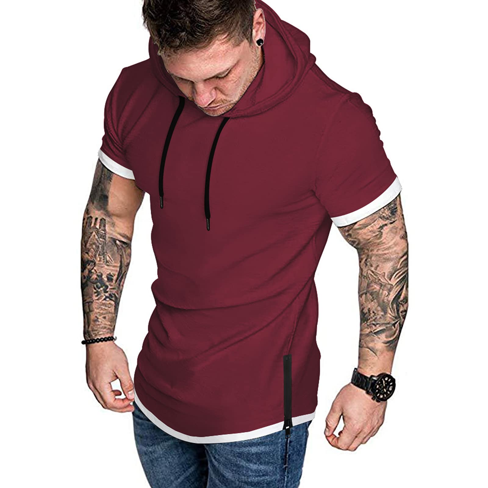 iWoo Men's Lightweight Workout Hoodie - Breathable Athletic Sweatshirt for Gym, Running & Casual Wear - Moisture-Wicking Pullover Hooded Shirt for Men