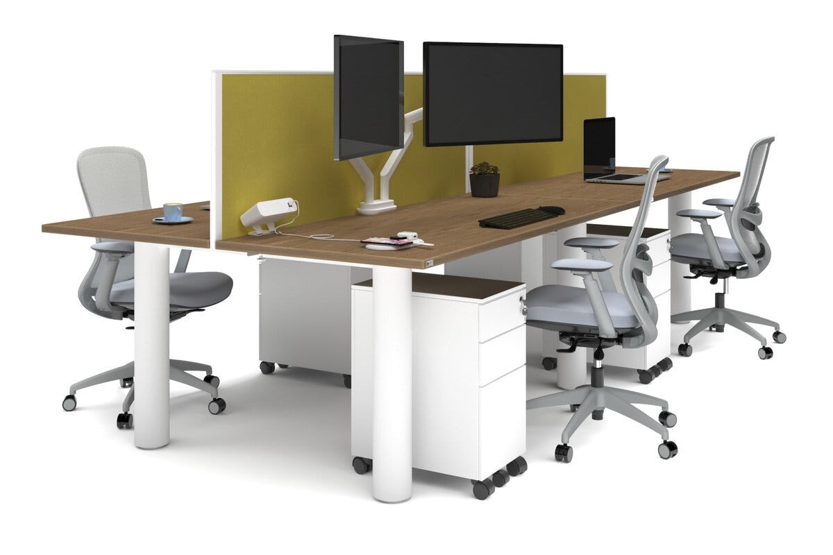 Quadro Cylinder Leg 4-Person Office Workstation Desk - 1800L x 700W Dimensions - Perfect for Collaborative Workspaces & Modern Offices