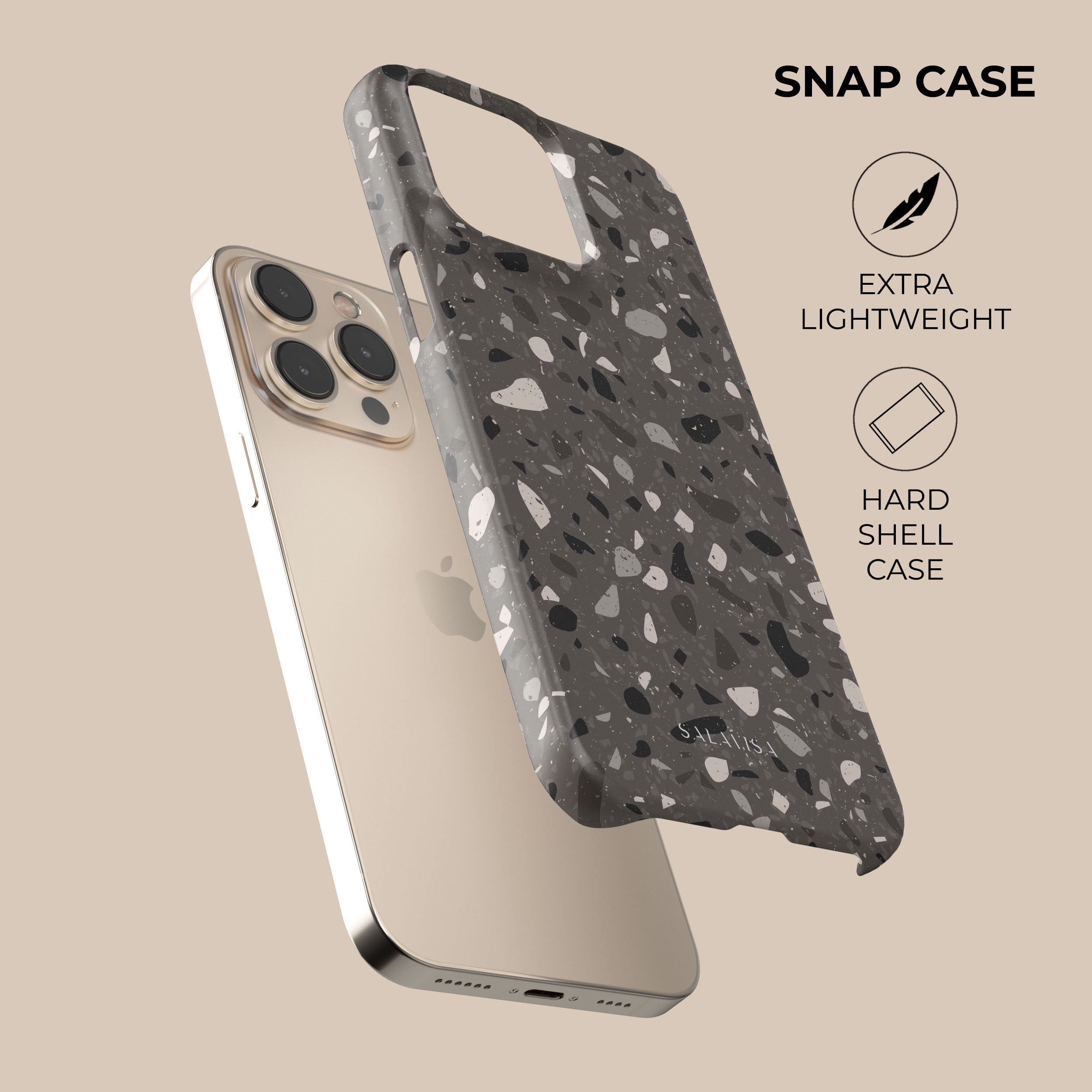 Brown Terrazzo Phone Case for iPhone & Samsung - Durable Marble Pattern Design, Slim Protective Cover - Perfect for Everyday Use, Travel & Gifting