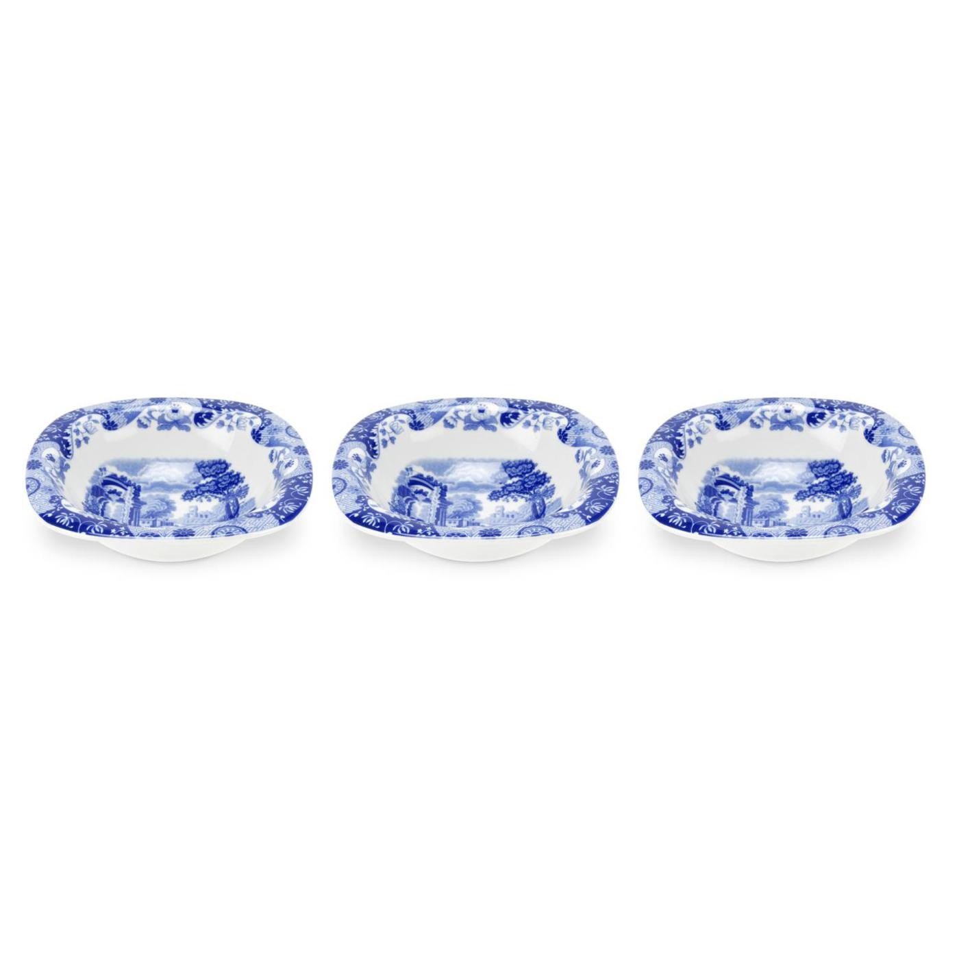 Spode Blue Italian Collection Porcelain Dip Dishes Set of 3 - Mini Serving Bowls for Sauces, Condiments & Side Dishes - Dishwasher & Microwave Safe Blue/White Fine China - Perfect for Entertaining, Dinner Parties & Appetizer Presentation