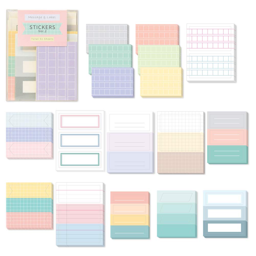 Monolike Message & Label Sticker Set Version 2 - Mini Cute Stickers for Notes, Planners, Journals & Organizing | Index Stickers for Office, School & DIY Crafts