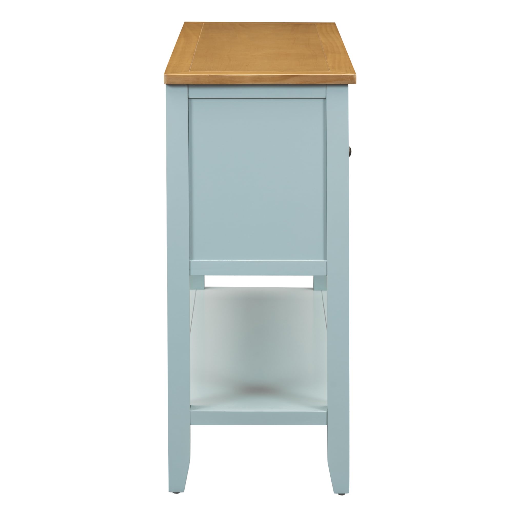 P PURLOVE Modern Console Table with Storage Drawers & Cabinets - Buffet Sideboard Sofa Table with Bottom Shelf - Lime White Finish for Living Room, Entryway & Hallway Decor