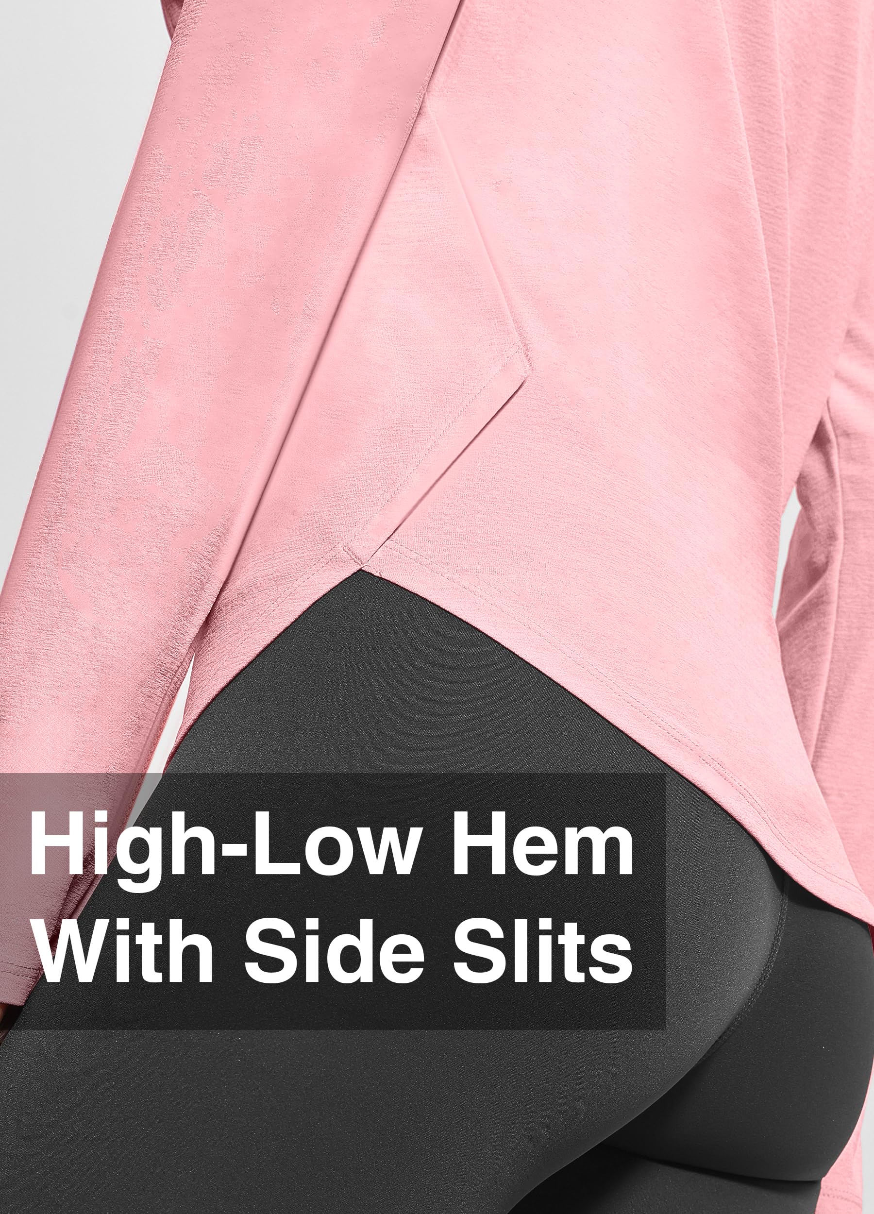 Hiverlay Women's Long Sleeve V-Neck Workout Shirts UPF 50+ Athletic Running Tops with Thumbholes - Loose Fit Activewear for Yoga, Gym & Outdoor Sports