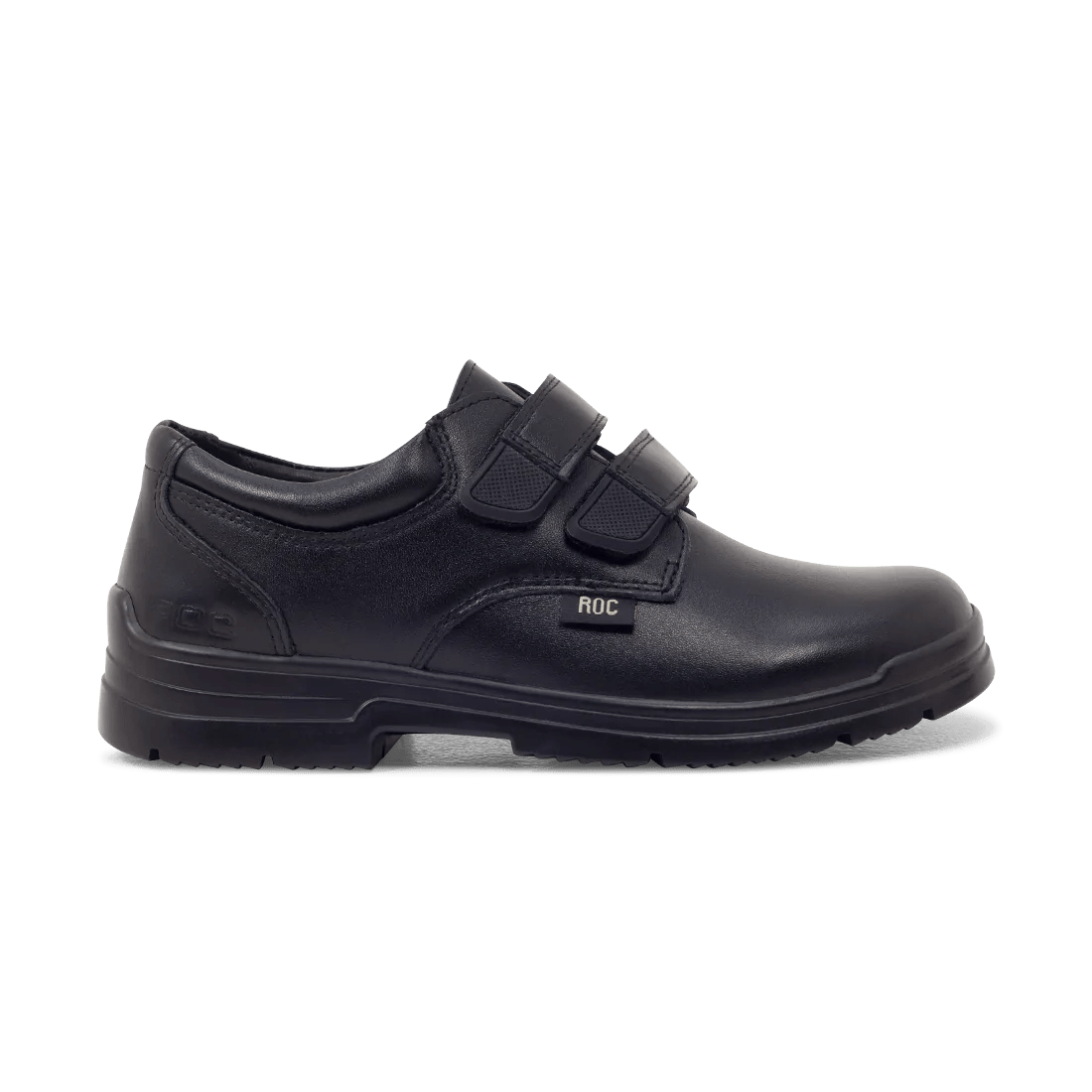 ROC BOOTS JUNIOR ROCKET VELCRO BLACK LEATHER SHOES for Kids - Comfortable & Durable Sneakers for School, Play & Everyday Wear