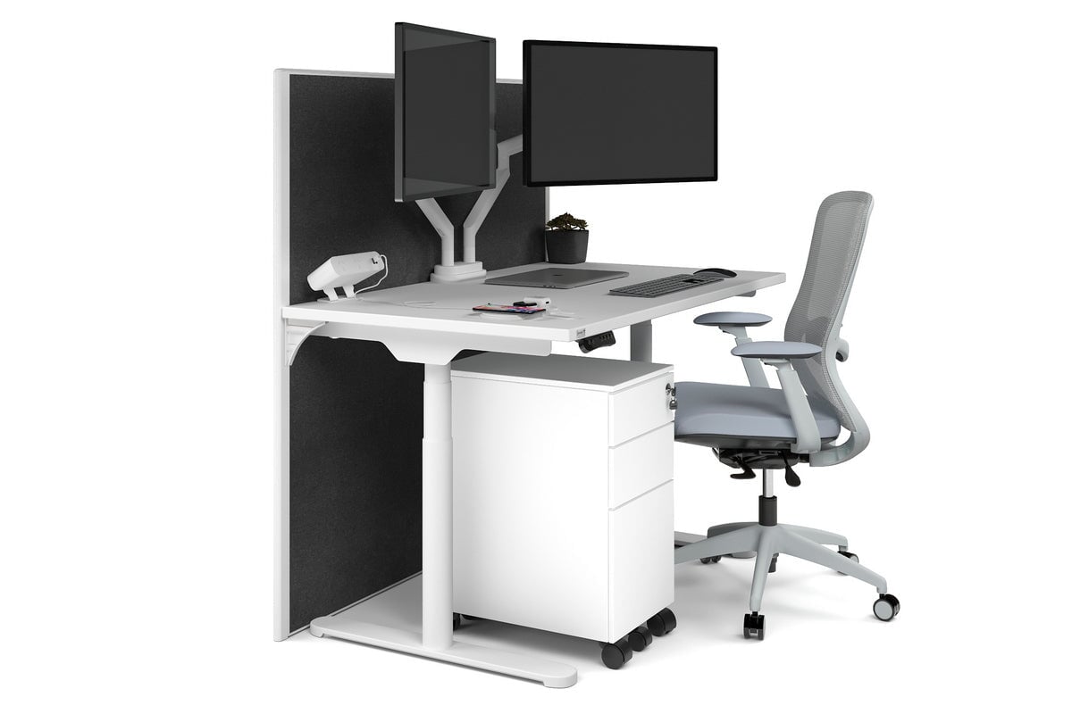 Flexi Premium Height Adjustable Single Workstation [1400L x 700W] - Ergonomic Standing Desk for Home Office, Gaming & Study - Electric Sit Stand Desk with Memory Function