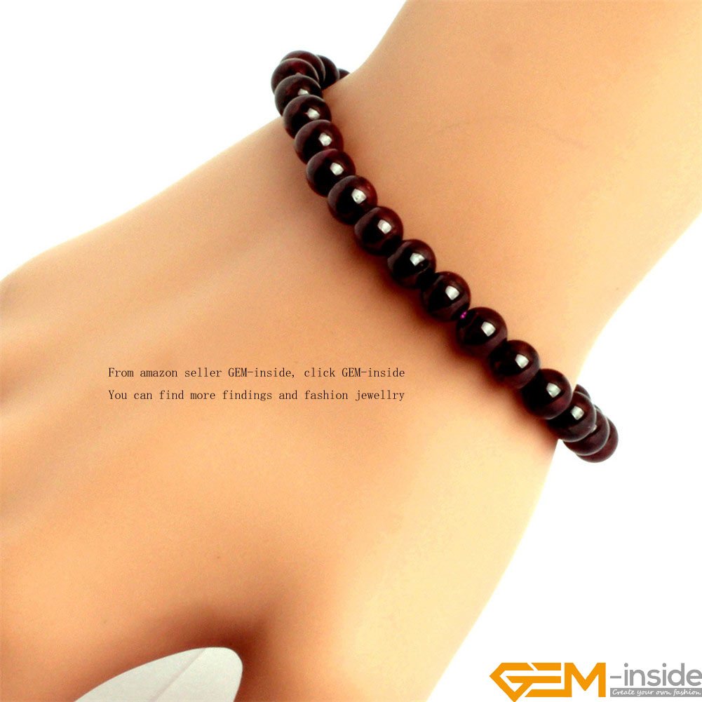 Natural Smooth 6mm Red Wine Garnet Beads Stretchy Rope Bracelet - Handmade Adjustable 7.5 Inch Jewelry for Women | Perfect for Parties, Weddings & Everyday Wear