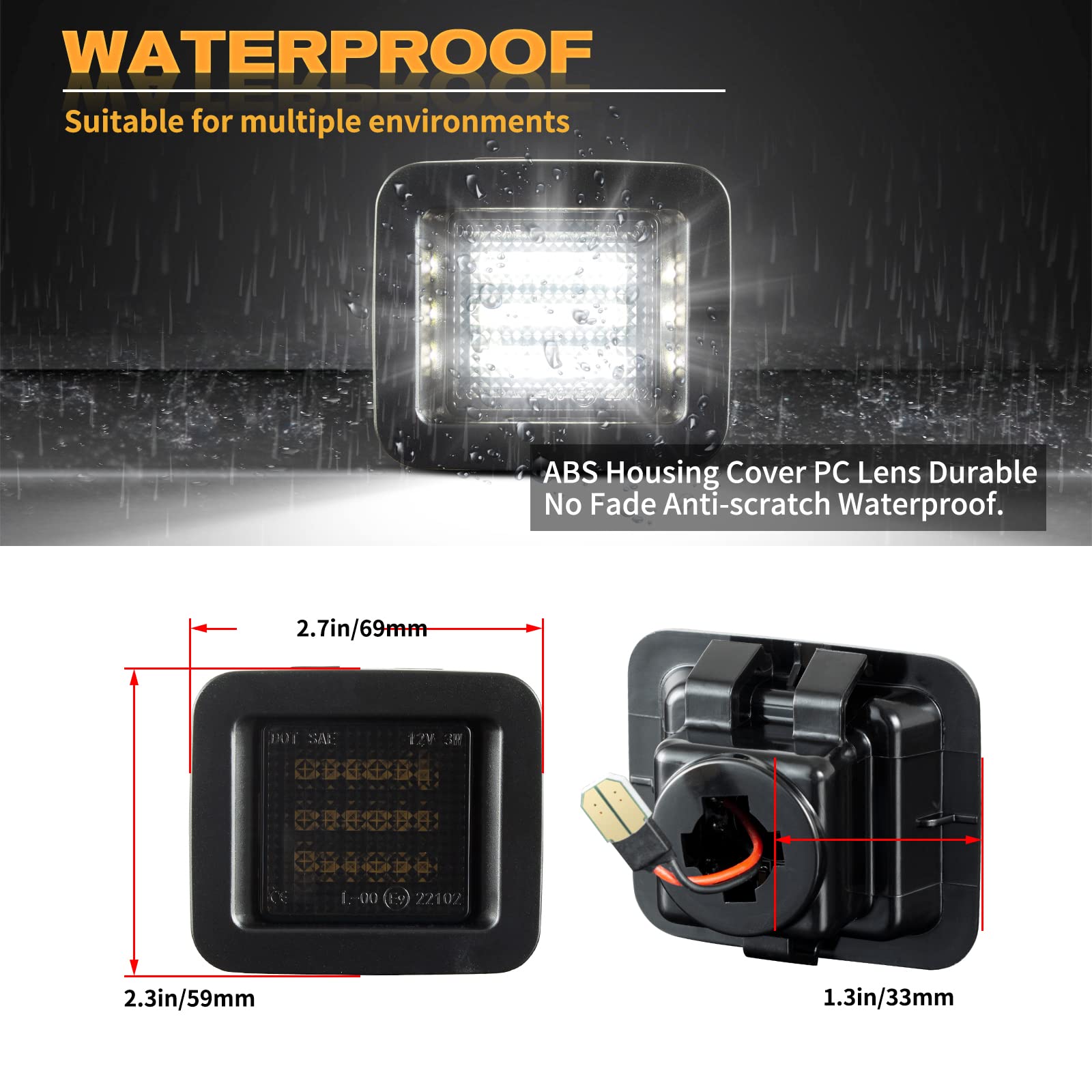POPMOTORZ LED License Plate Lights - Smoked Lens 18SMD 6000K White (2 Pack) - Compatible with 2015-2022 Ford F-150 & F-150 Raptor Pickup Truck - Upgrade Your Nighttime Visibility & Style