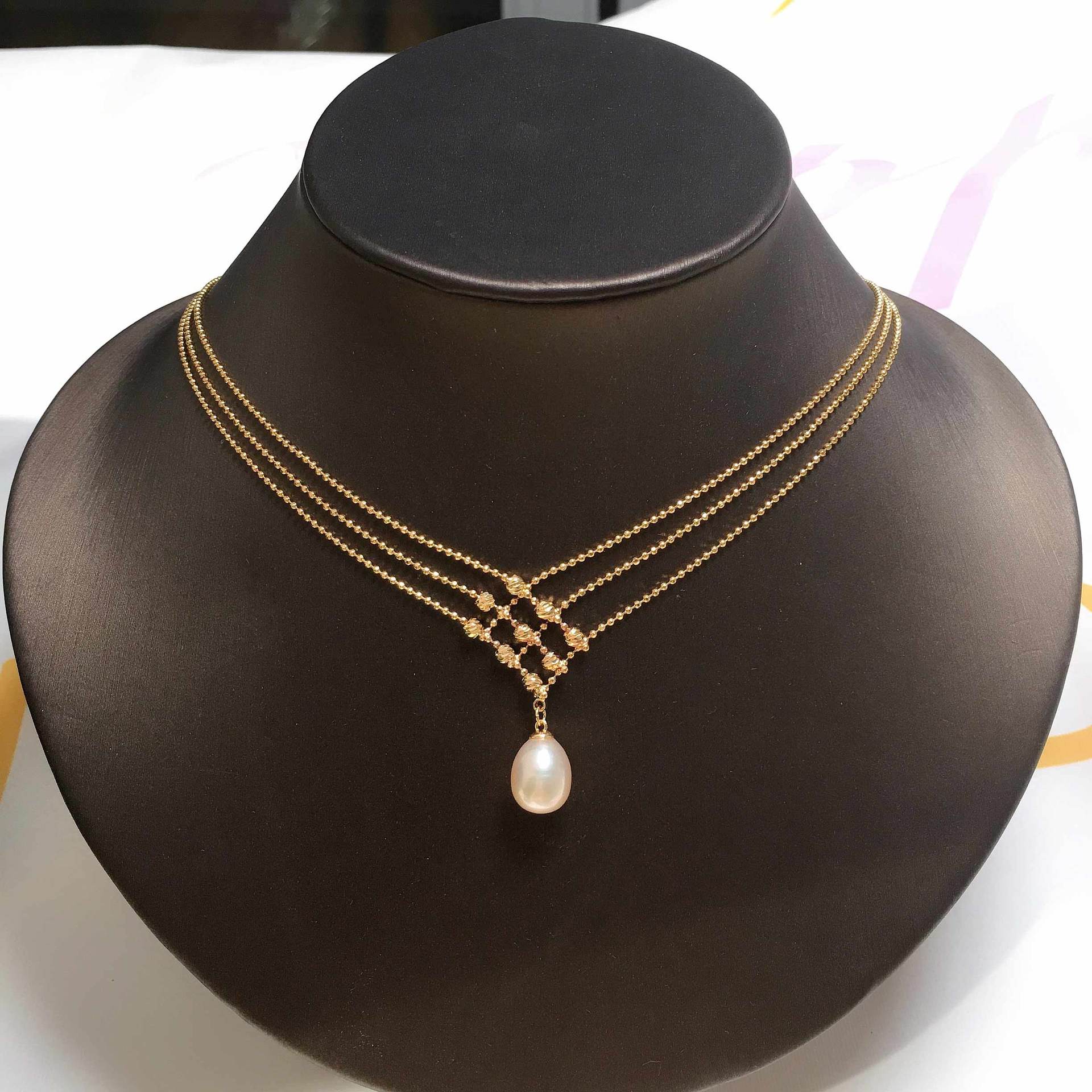Elegant Multi-Layered Gold Lace Choker Necklace with Pearl Accents | HY008 | Perfect for Weddings, Parties & Evening Events