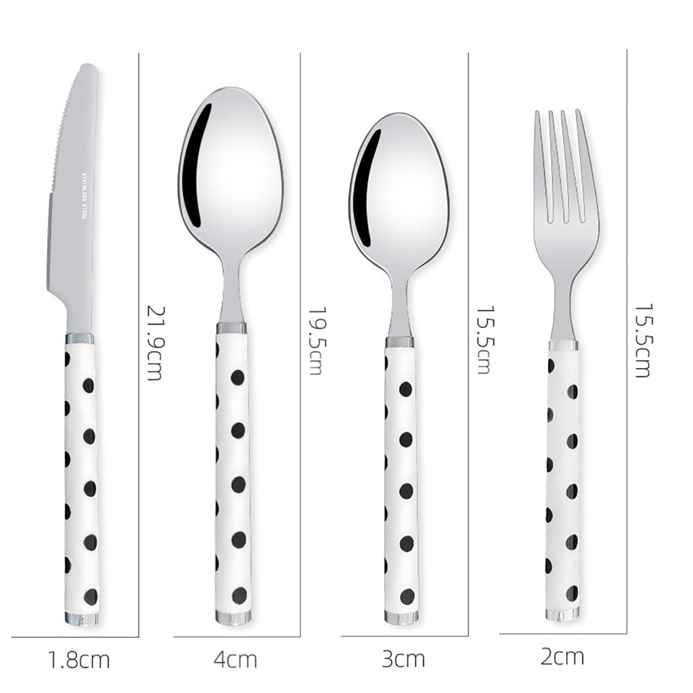 30-Piece Stainless Steel Flatware Set for 6 - Polka Dot Design Modern Silverware Cutlery Set with Spoons, Forks & Knives - Dishwasher Safe for Home, Kitchen, Restaurant & Dinner Parties