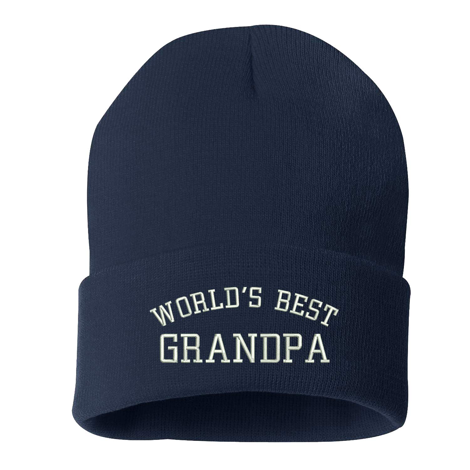 World's Best Grandpa Beanie Cap - Embroidered Knit Hat for Grandfathers - Perfect Gift for Birthday, Christmas & Family Gatherings
