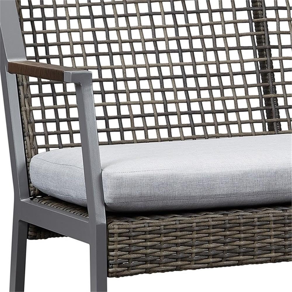 Home Square 2 Piece Patio Set - Gray Loveseat & Large Propane Fire Table for Outdoor Living, Backyard Relaxation, and Garden Gatherings