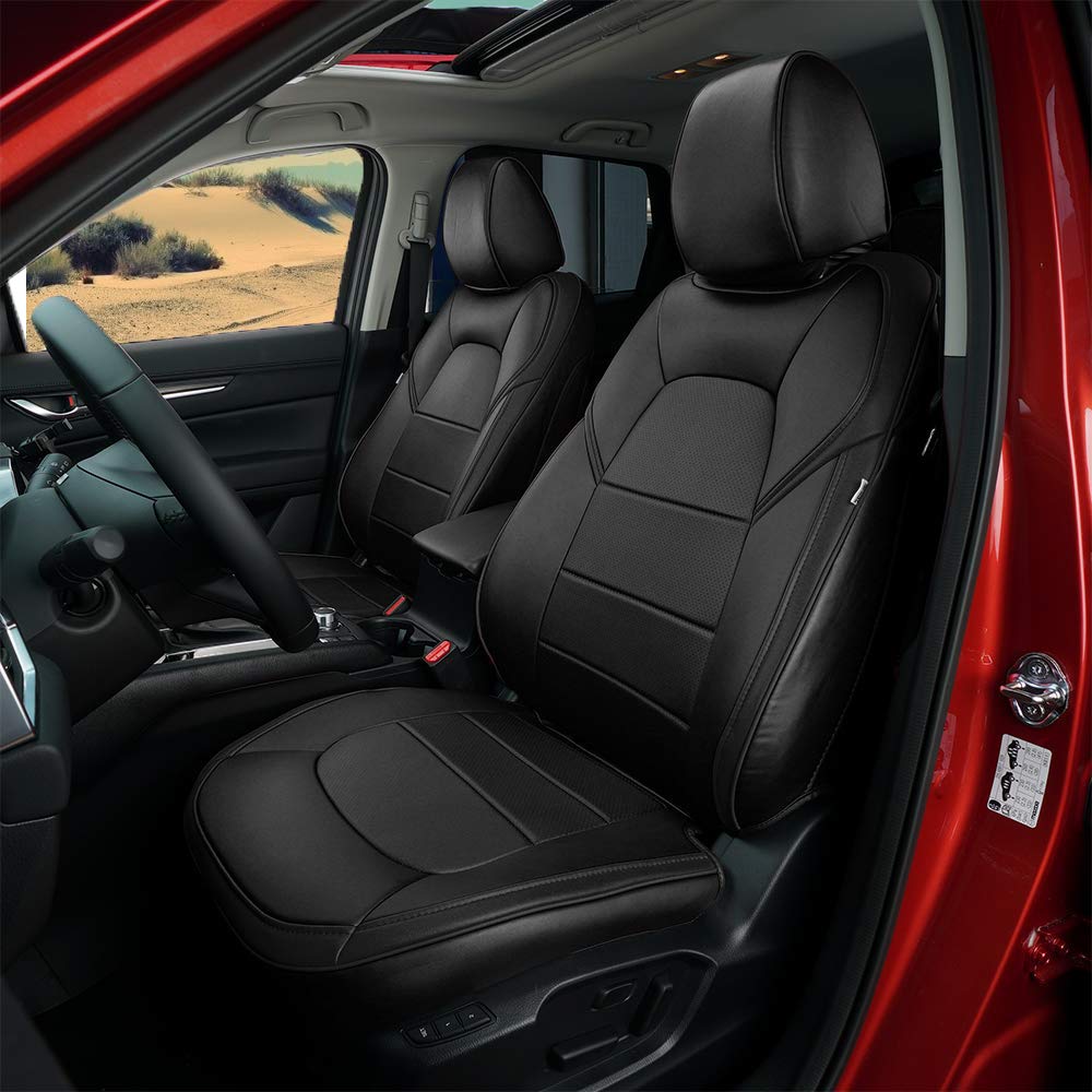 Premium Leatherette Car Seat Covers Full Set - Waterproof 4 Seat Covers, 4 Back Covers & 5 Headrest Covers for Mazda CX-5 (2017-2021 Models) | Perfect for Family Road Trips, Daily Commuting & Car Interior Protection
