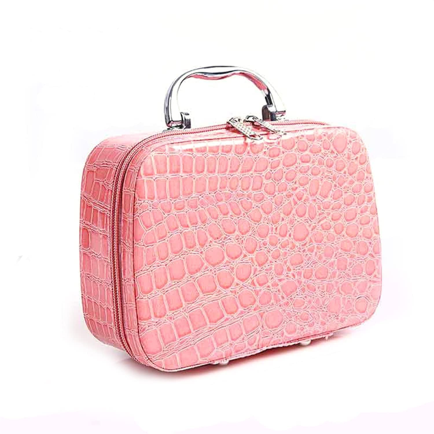Abstract Cosmetic Organizer Bag with Mirror for Women Travel Makeup Storage