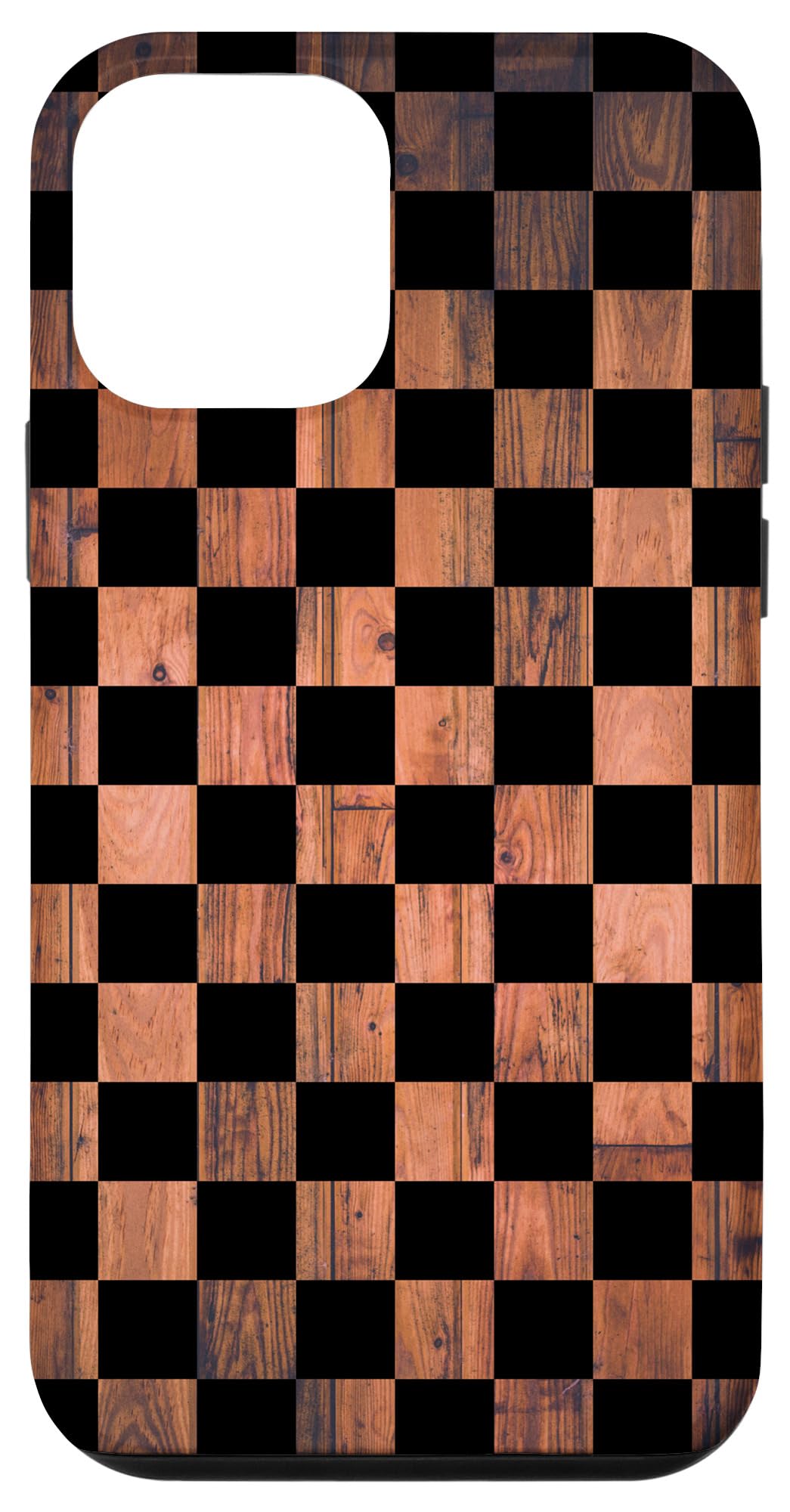 iPhone 12 Mini Checkered Phone Case - Brown & Black Plaid Design | Slim Protective Cover for Everyday Use & Travel